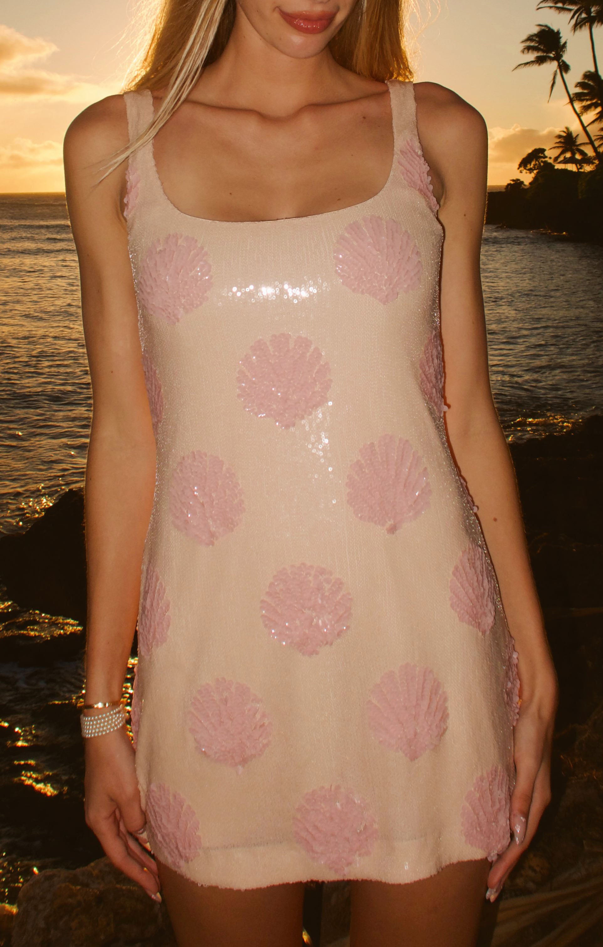 Shell Sequin Mini Dress - Shorter Length Party Dress