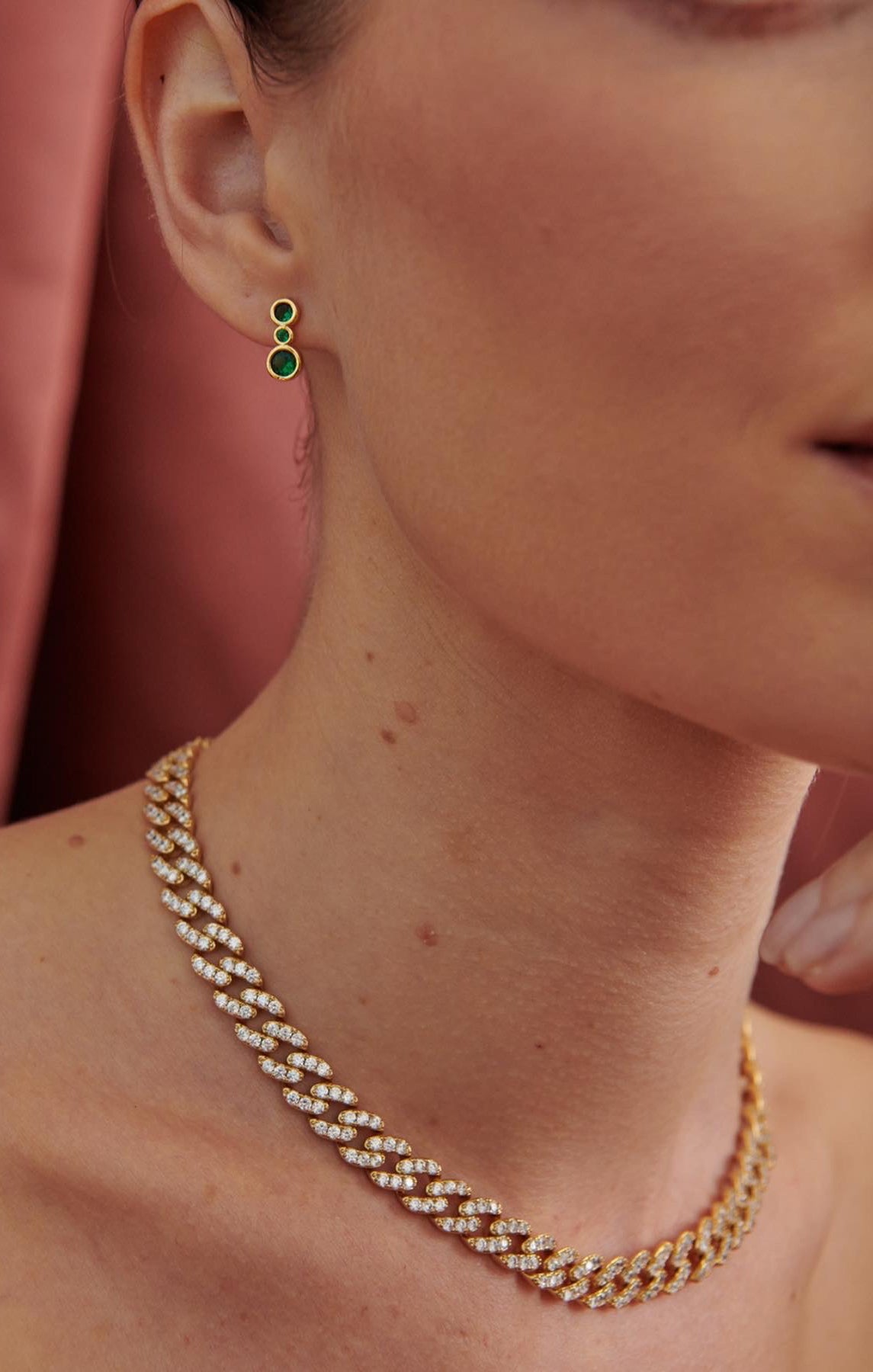 OMA The Label Frosty Link 9mm Gold Necklace – Sparkling Statement Piece