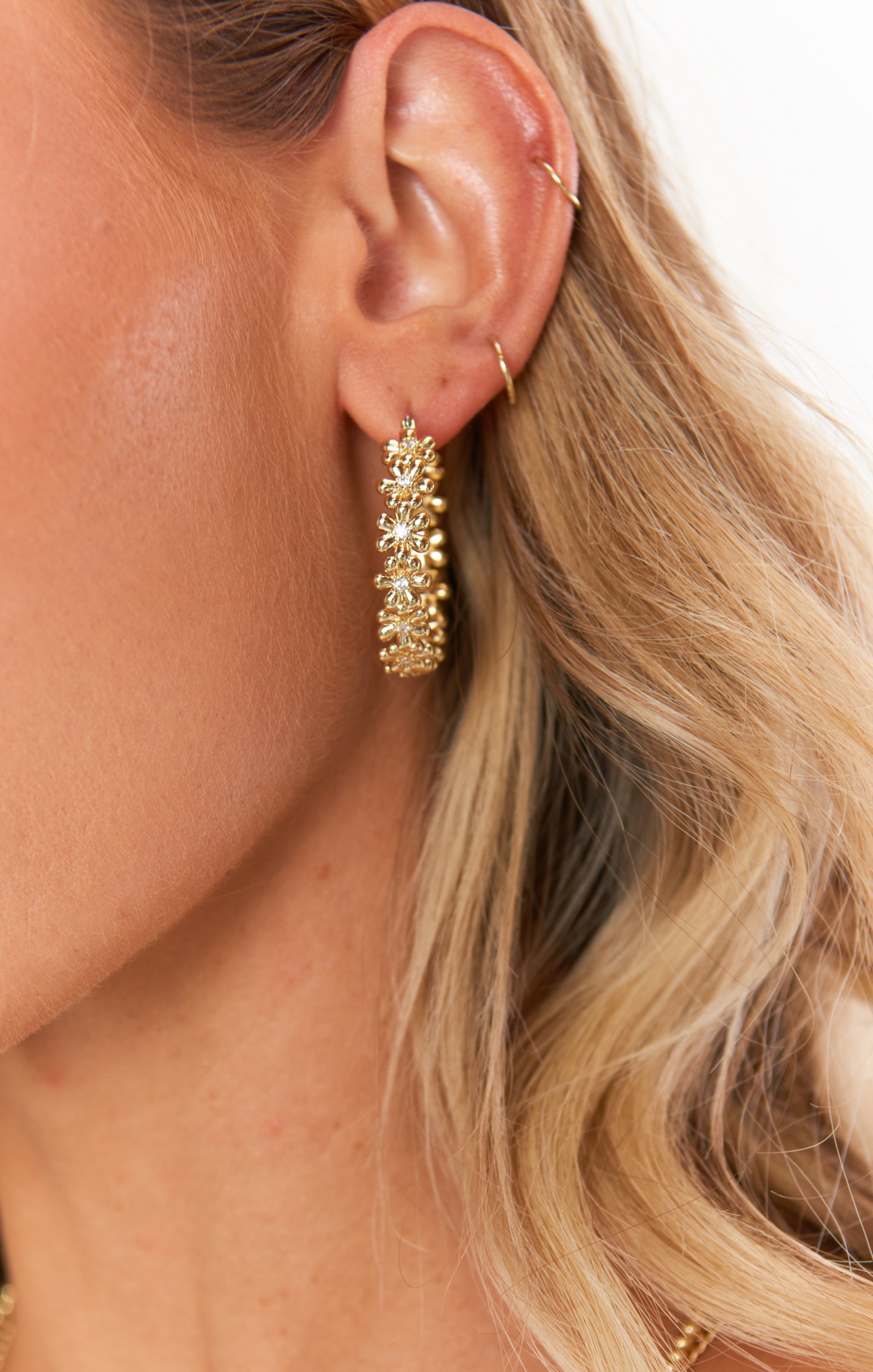 LUV AJ Gold Daisy Chain Hoop Earrings for Women
