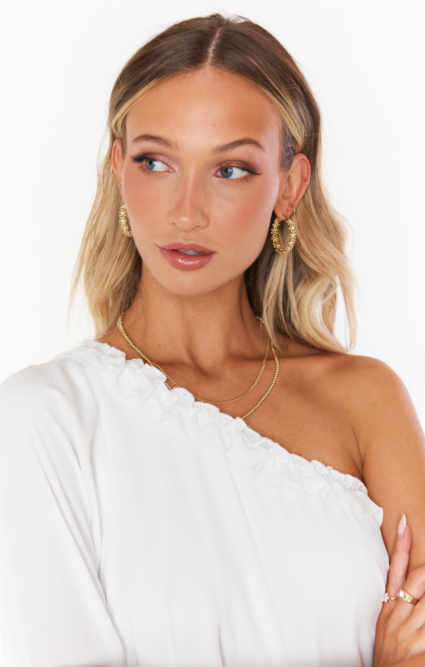 LUV AJ Gold Daisy Chain Hoop Earrings for Women
