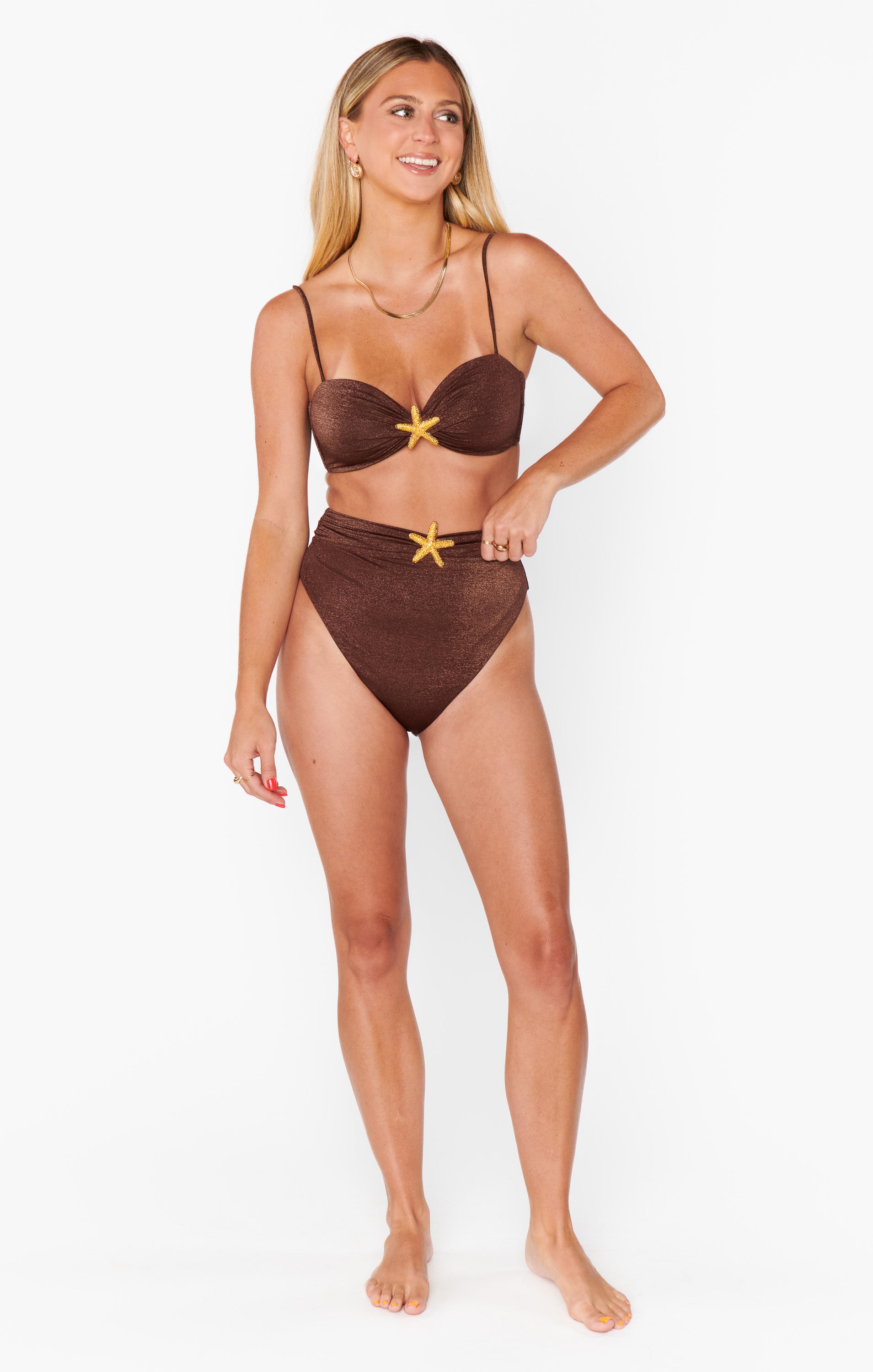 Ibiza Starfish Bikini Top - Adjustable Straps & Cinnamon Shimmer