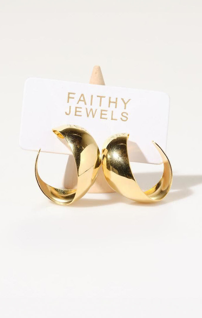 Faithy Jewels Gold Ribbon Hoop Earrings - Playful & Elegant