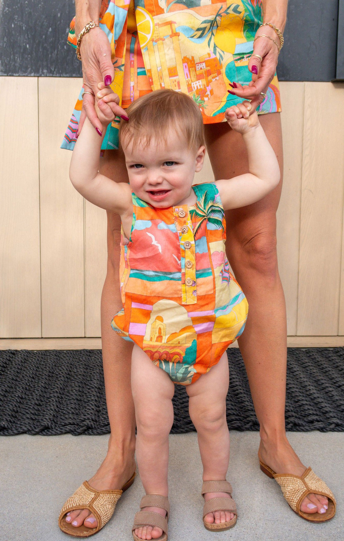 Rowan Baby Onesie with Italian Print & Snap Buttons