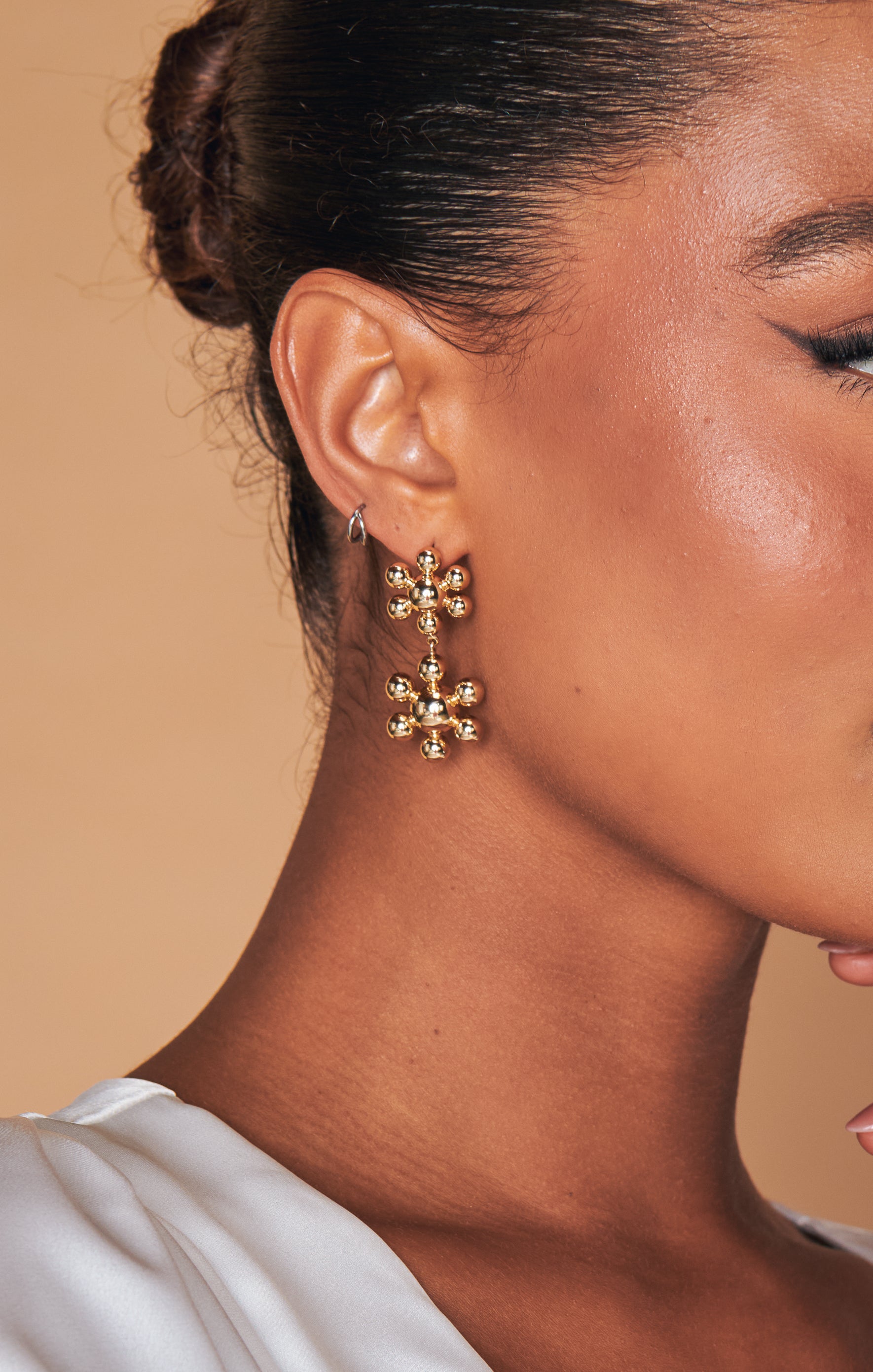 ALV Jewels Gold Flower Drop Stud Earrings for Women