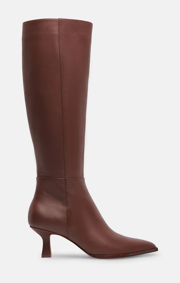 Dolce Vita Auggie Wide Calf Leather Boots in Chocolate