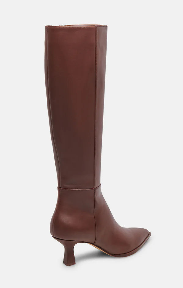 Dolce Vita Auggie Wide Calf Leather Boots in Chocolate