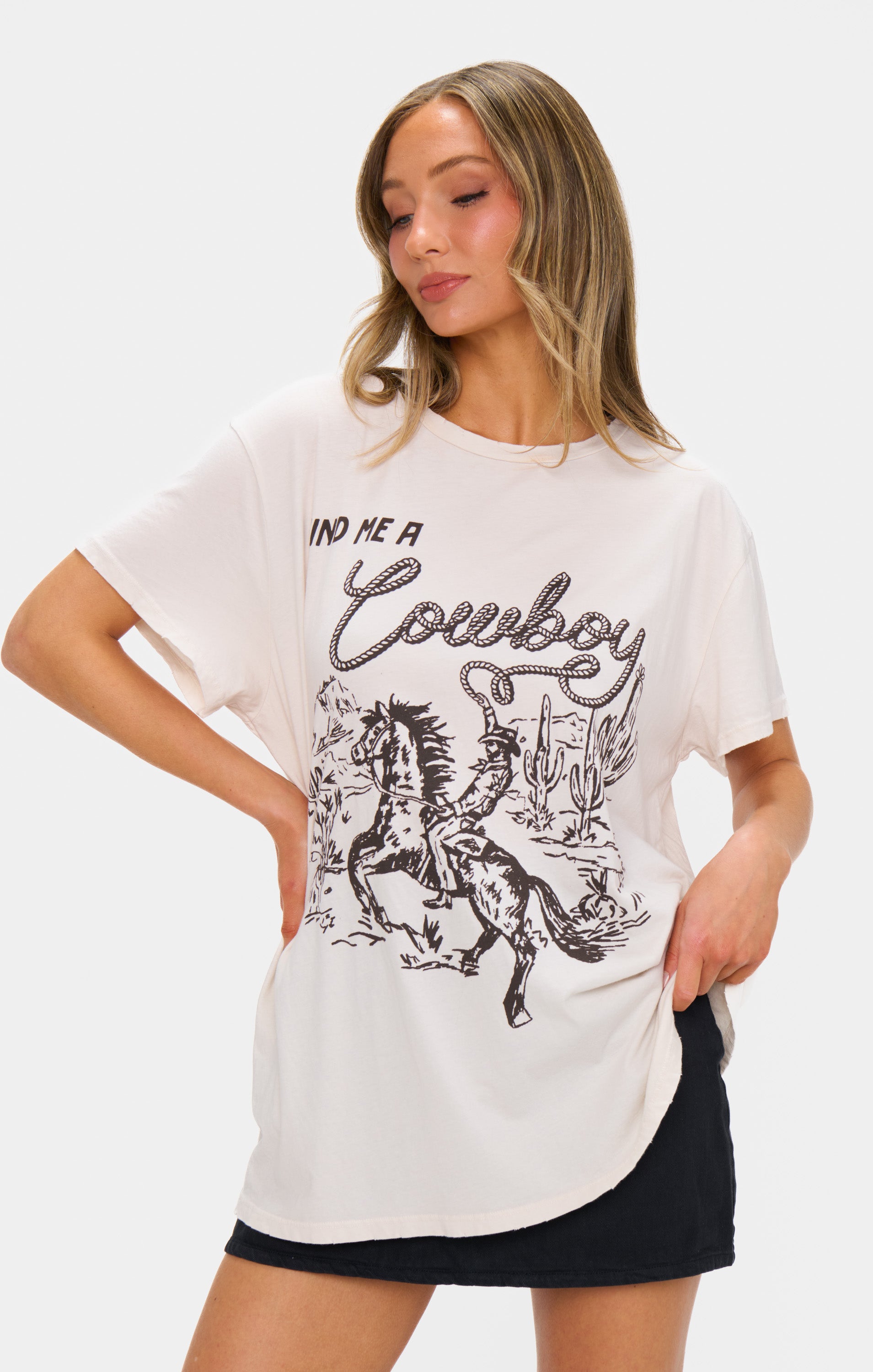 Tom Tee Graphic T-Shirt - Find Me A Cowboy Design