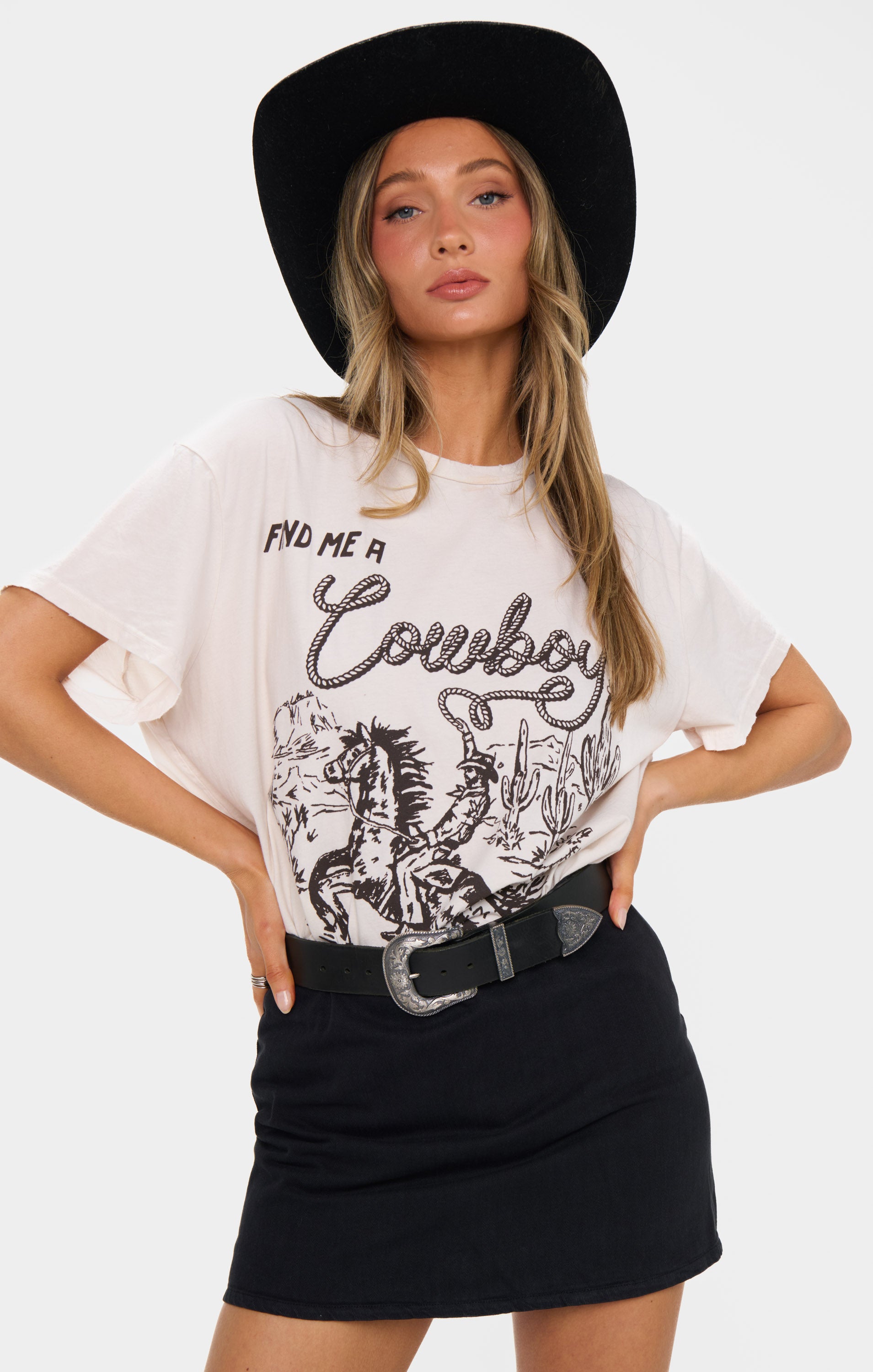 Tom Tee Graphic T-Shirt - Find Me A Cowboy Design