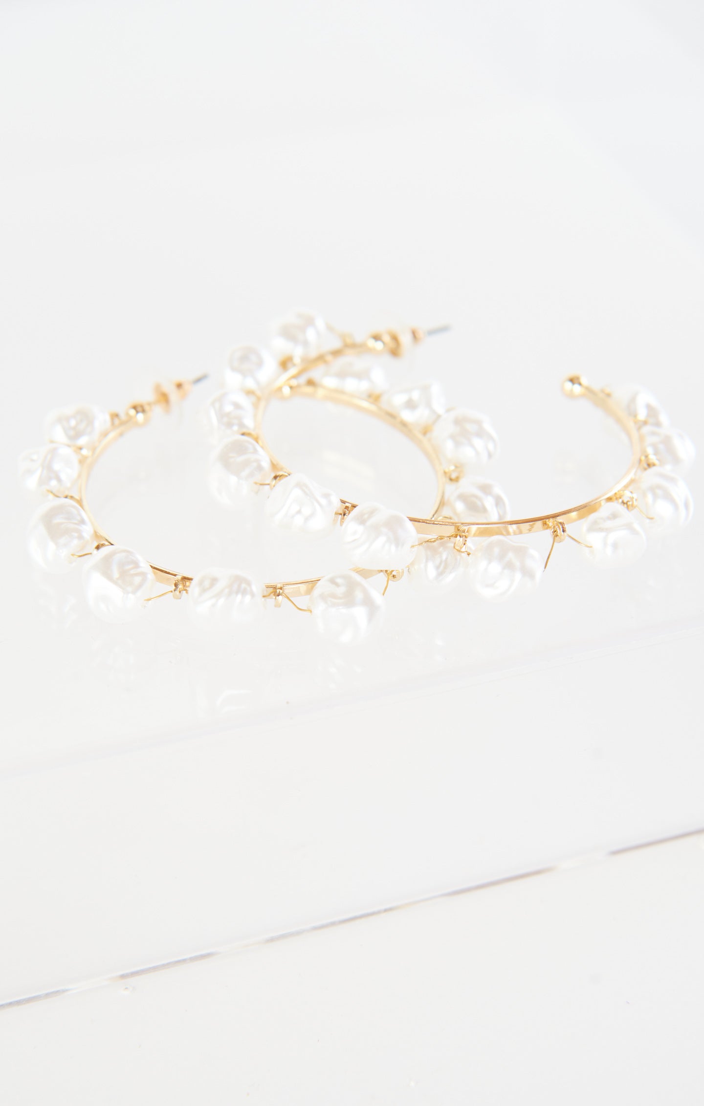 Sunrise Pearl Gold Hoop Earrings for Women