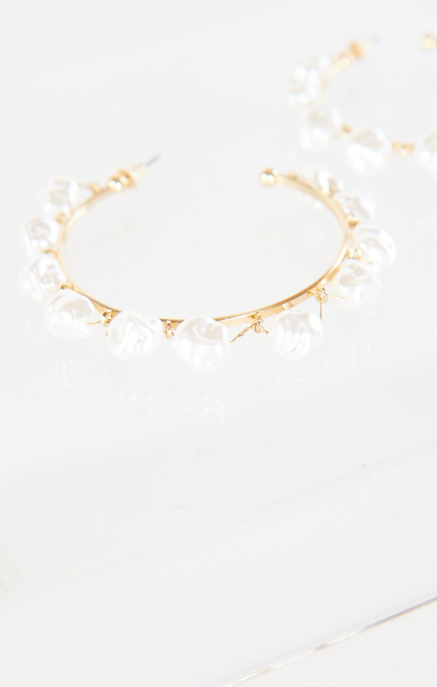 Sunrise Pearl Gold Hoop Earrings for Women