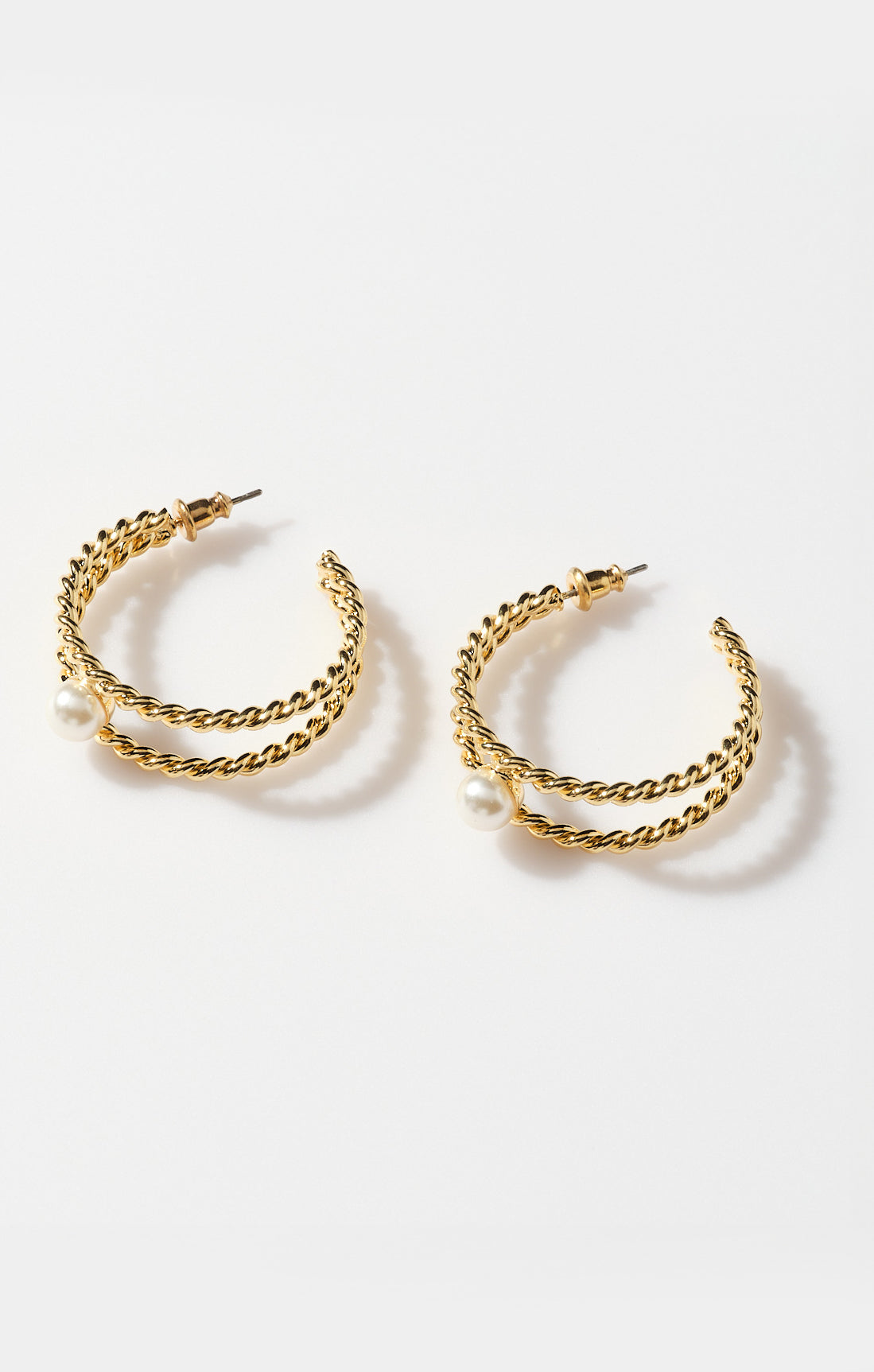 Faithy Jewels Gold Pearl Double Hoop Earrings