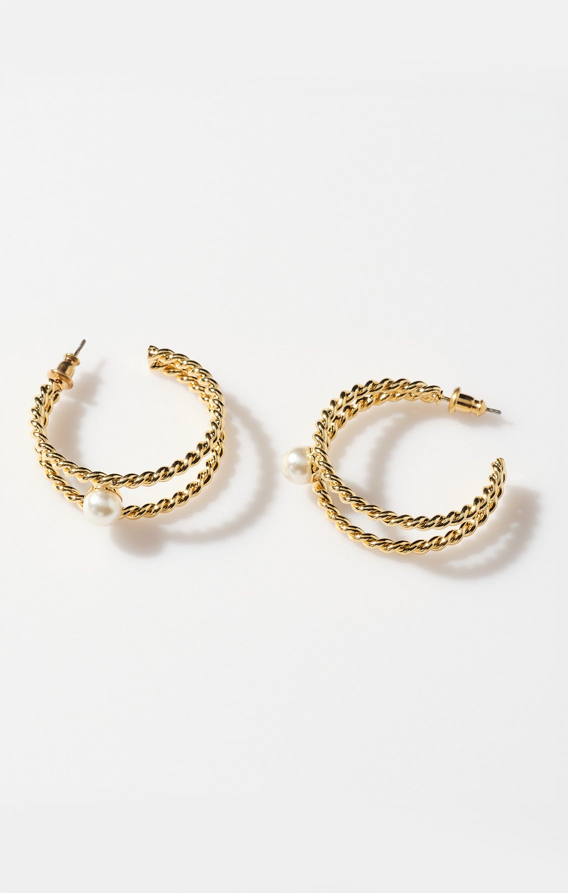 Faithy Jewels Gold Pearl Double Hoop Earrings