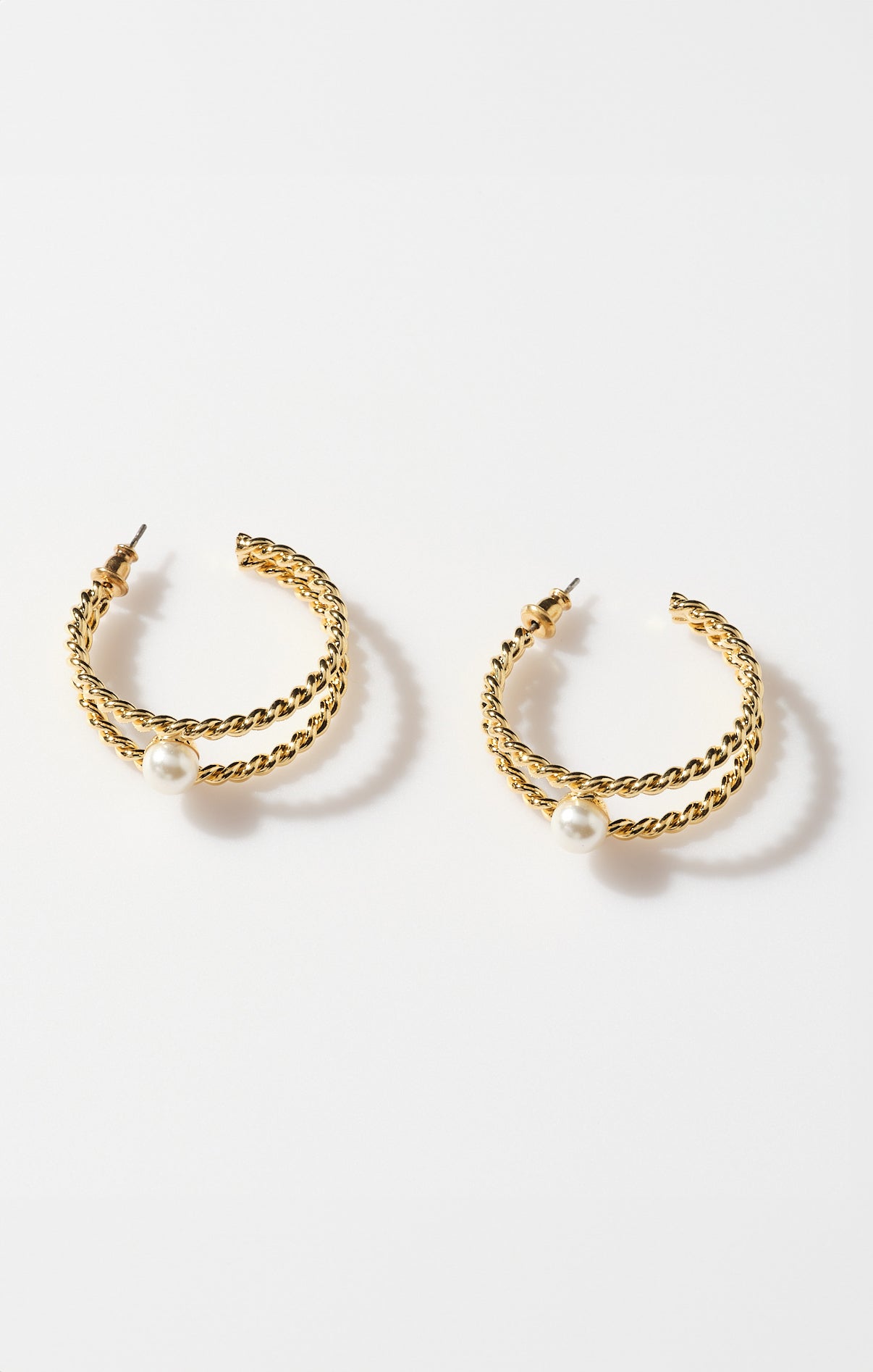 Faithy Jewels Gold Pearl Double Hoop Earrings