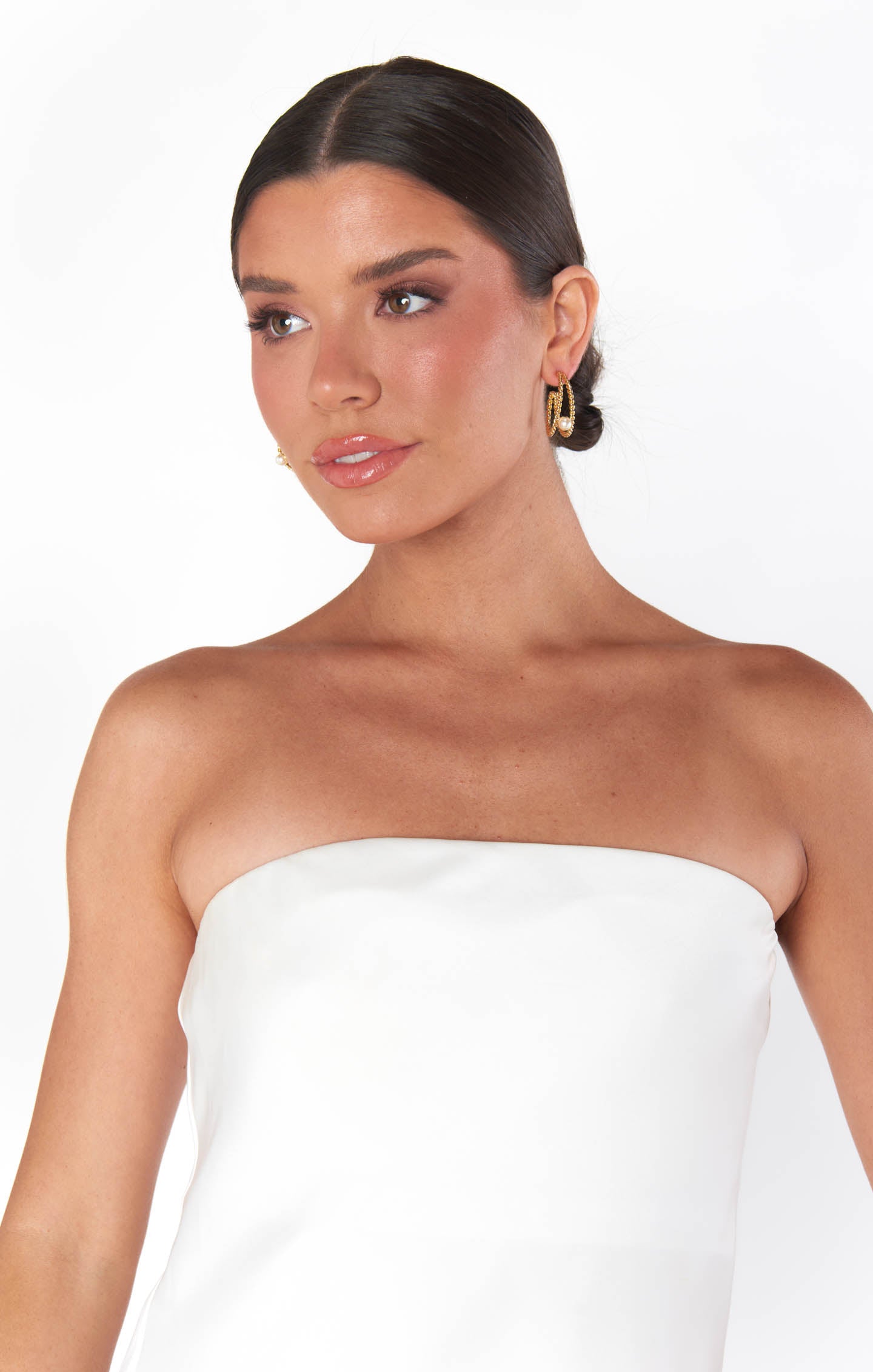 Faithy Jewels Gold Pearl Double Hoop Earrings