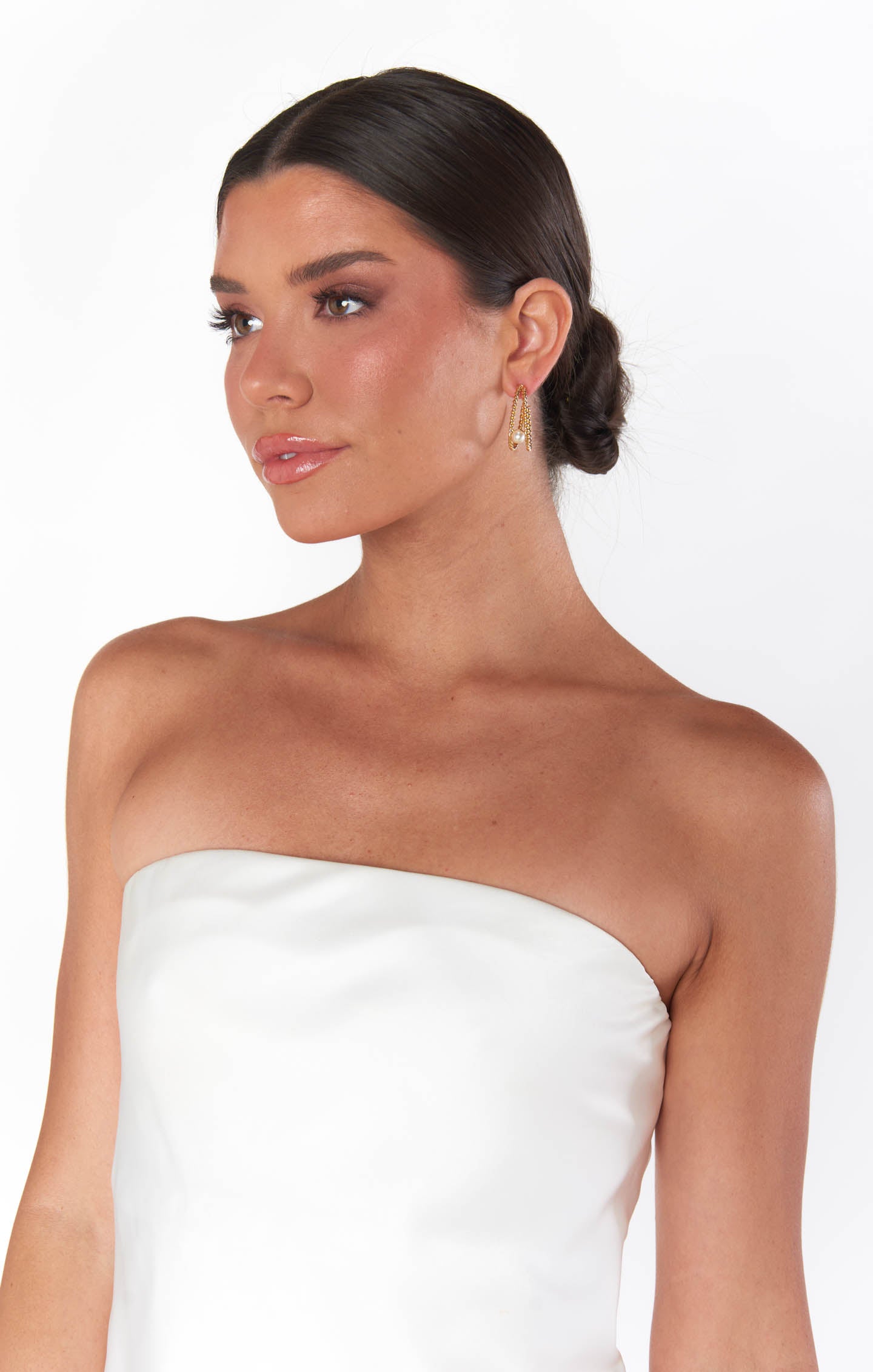 Faithy Jewels Gold Pearl Double Hoop Earrings