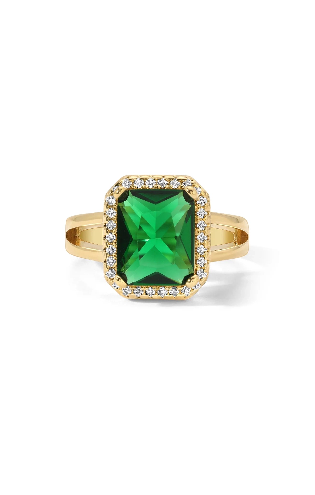 Vanessa Mooney Emerald CZ Gold-Plated Amoy Ring