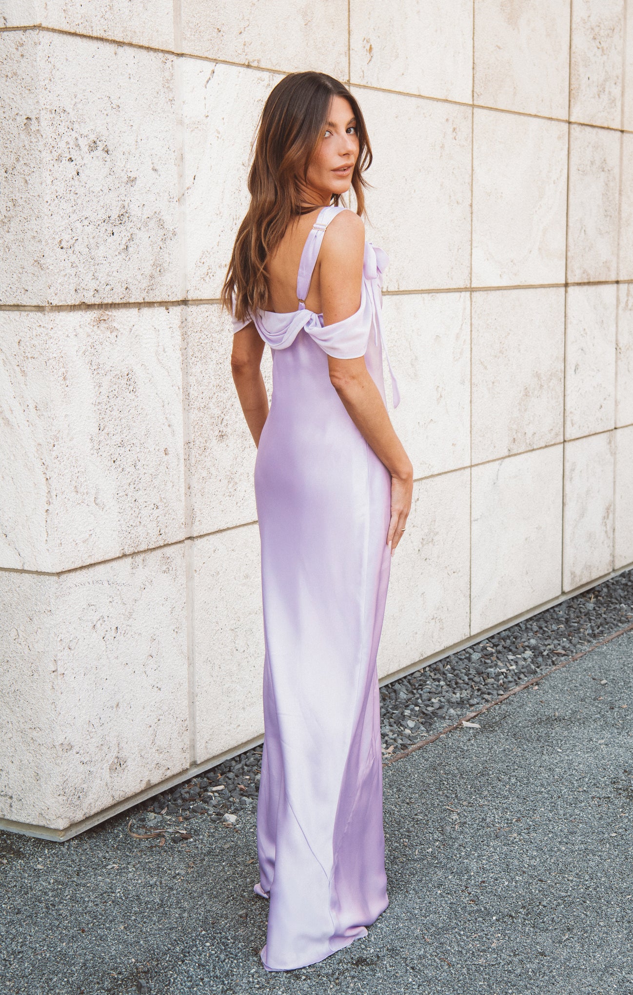 Bella Lavender Satin Maxi Dress with Adjustable Straps