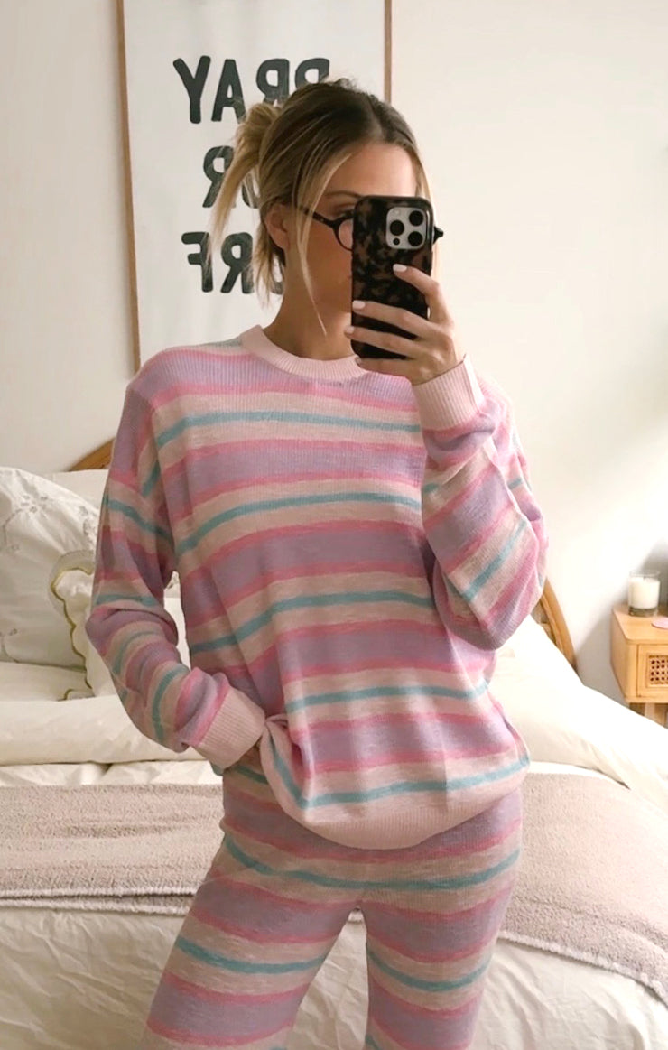Cotton Candy Striped Sweater - Soft Knit for Layering