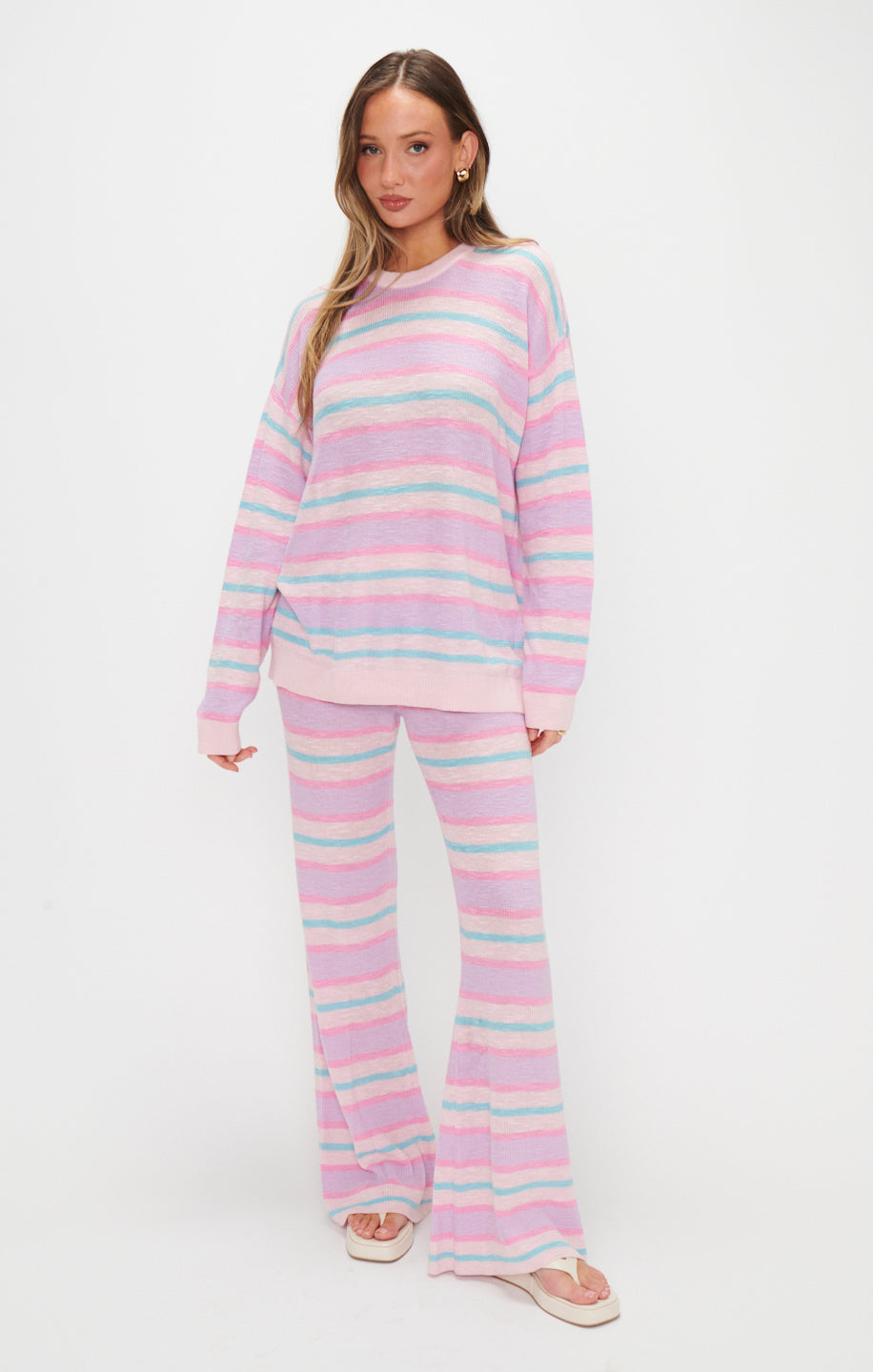 Cotton Candy Striped Sweater - Soft Knit for Layering