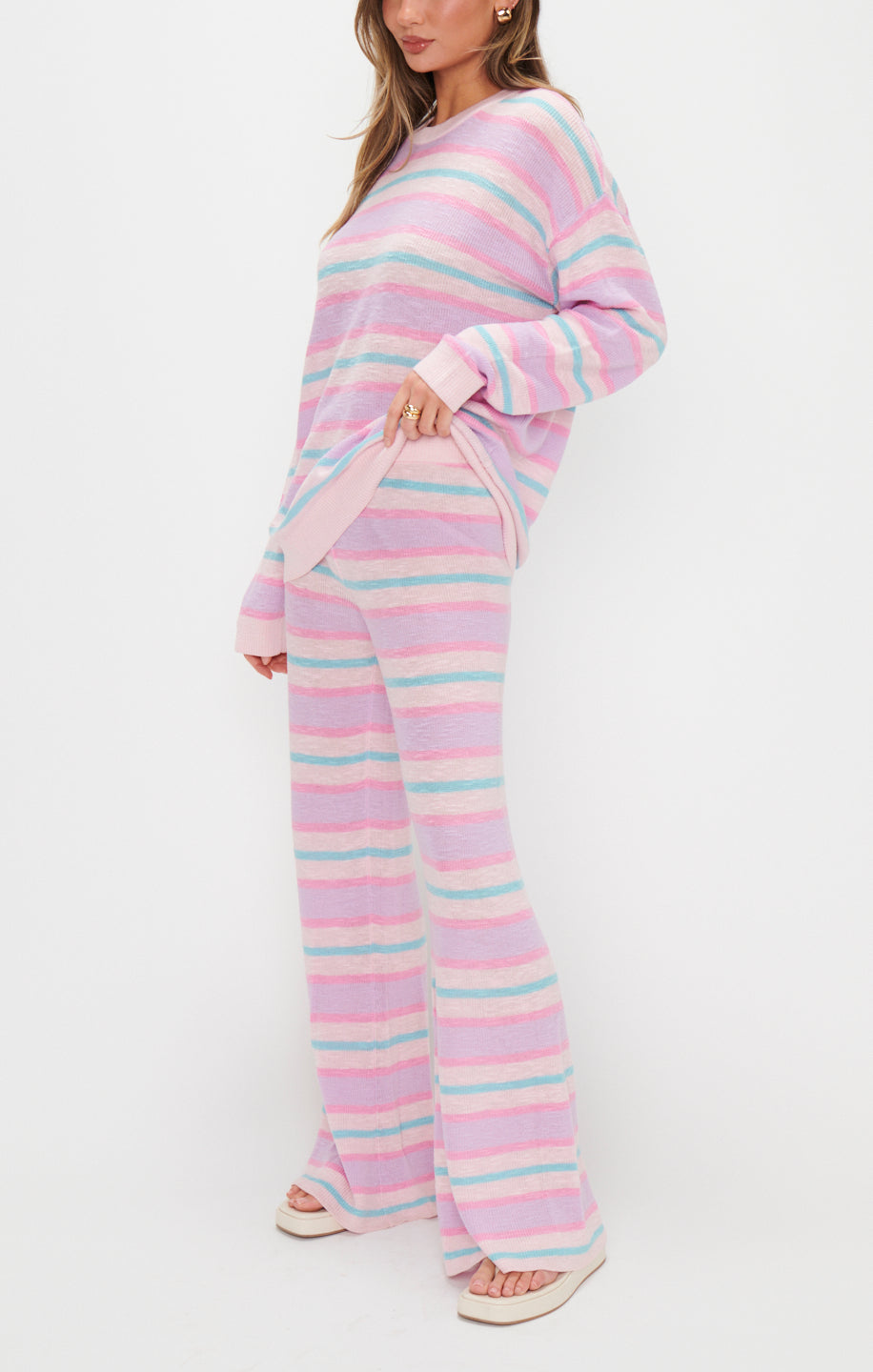 Cotton Candy Striped Sweater - Soft Knit for Layering