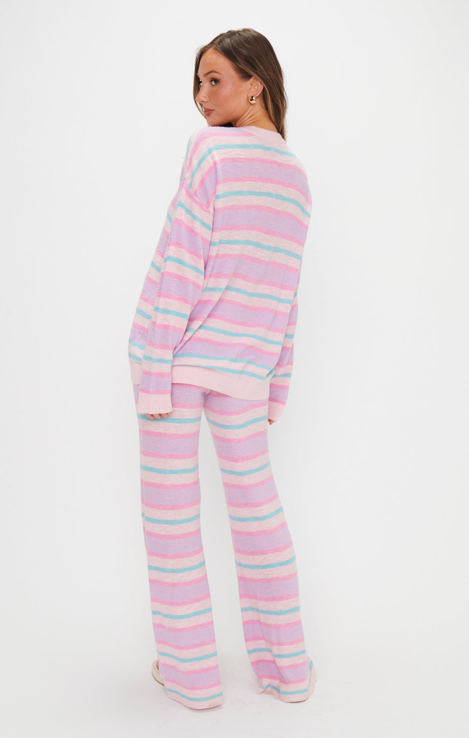 Cotton Candy Striped Sweater - Soft Knit for Layering