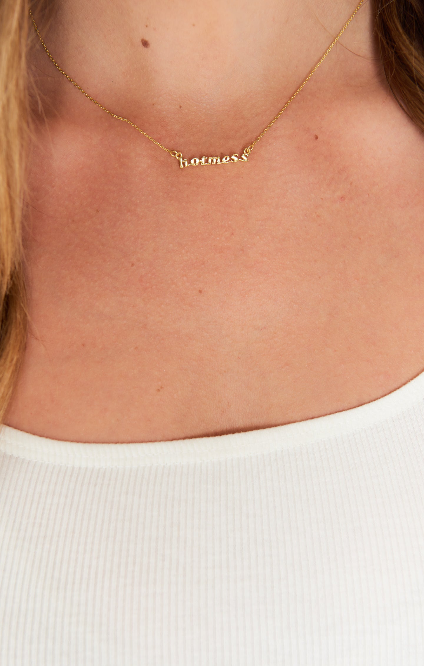 Jonesy Wood Gold Hot Mess Script Necklace - Chic & Comfortable