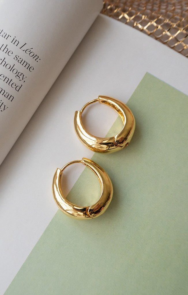 LUV AJ 14K Gold Plated Marbella Hoop Earrings for Everyday Wear
