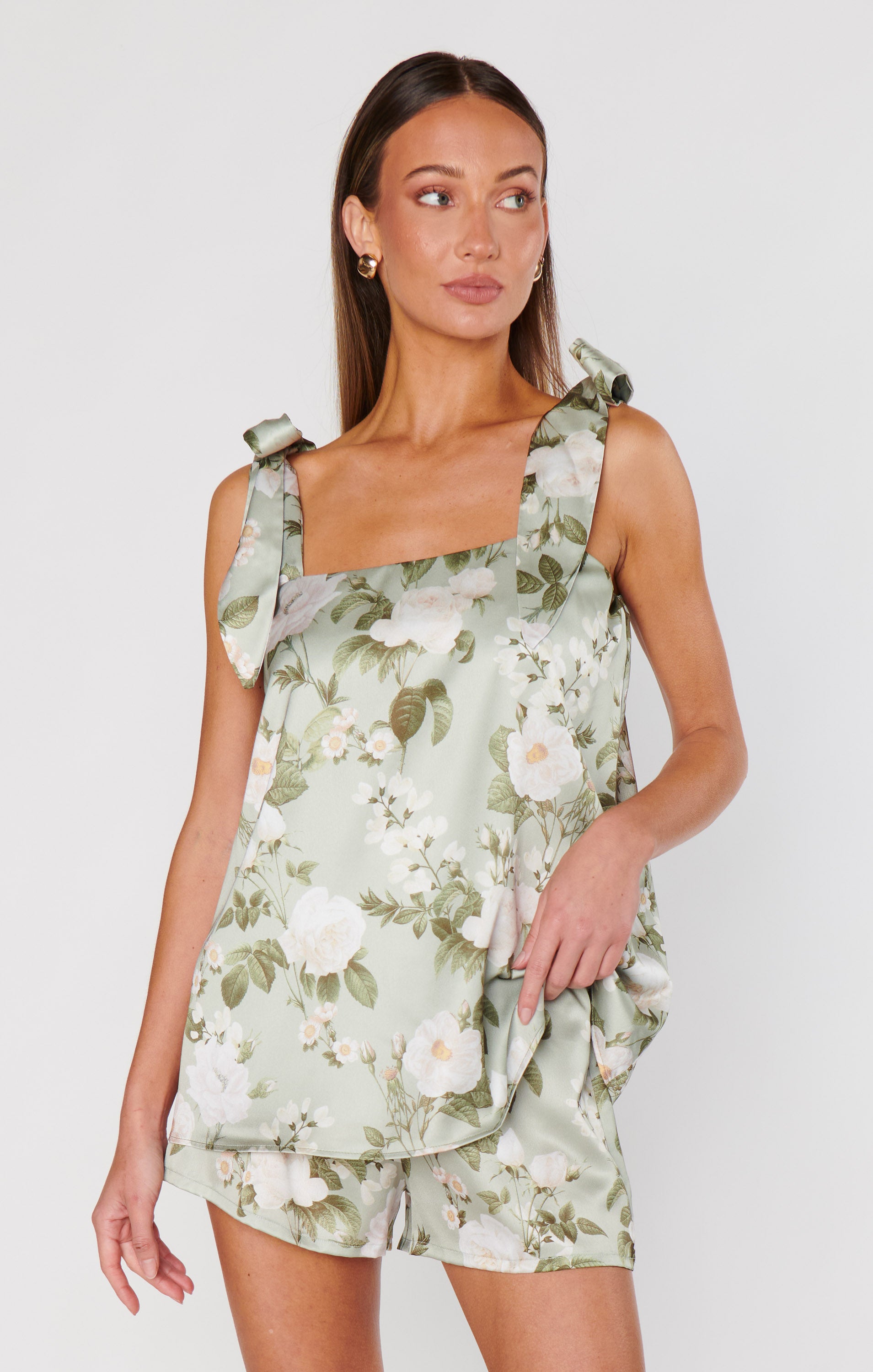 Silk Satin Makeup Tank Top - Secret Garden Relaxed Fit Sleepwear