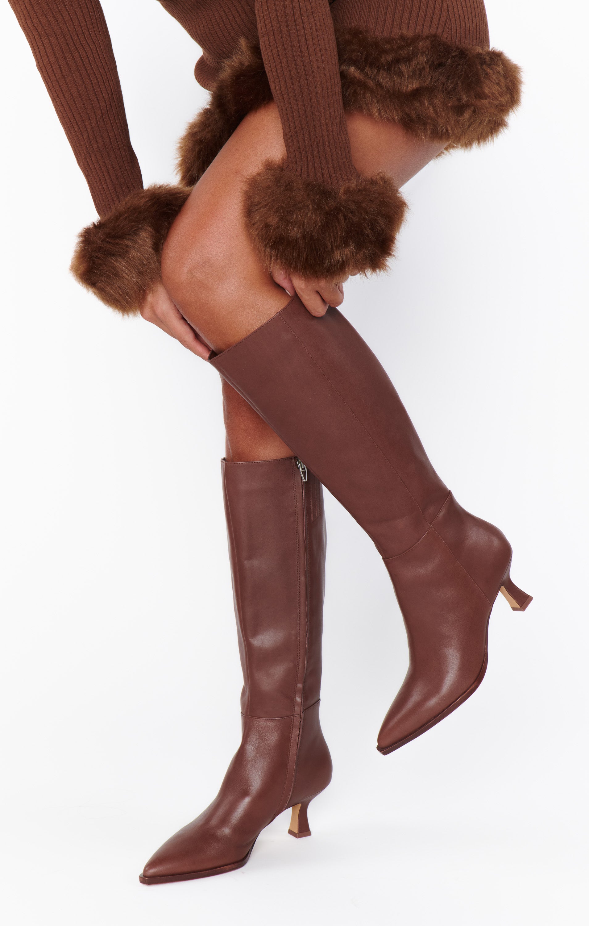Dolce Vita Auggie Knee High Leather Boots in Chocolate