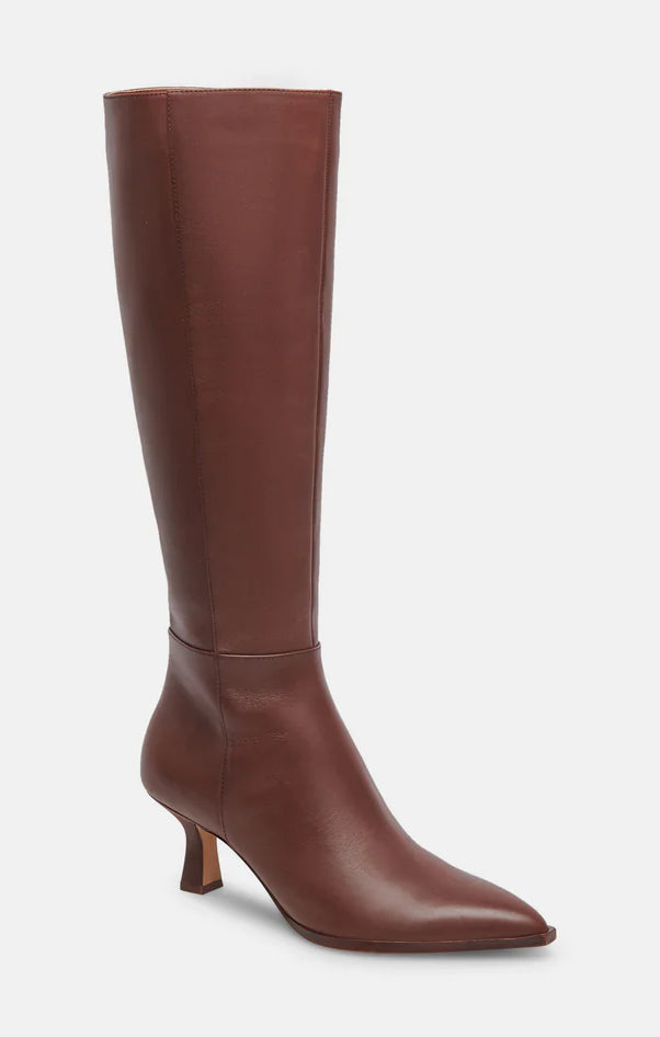 Dolce Vita Auggie Knee High Leather Boots in Chocolate