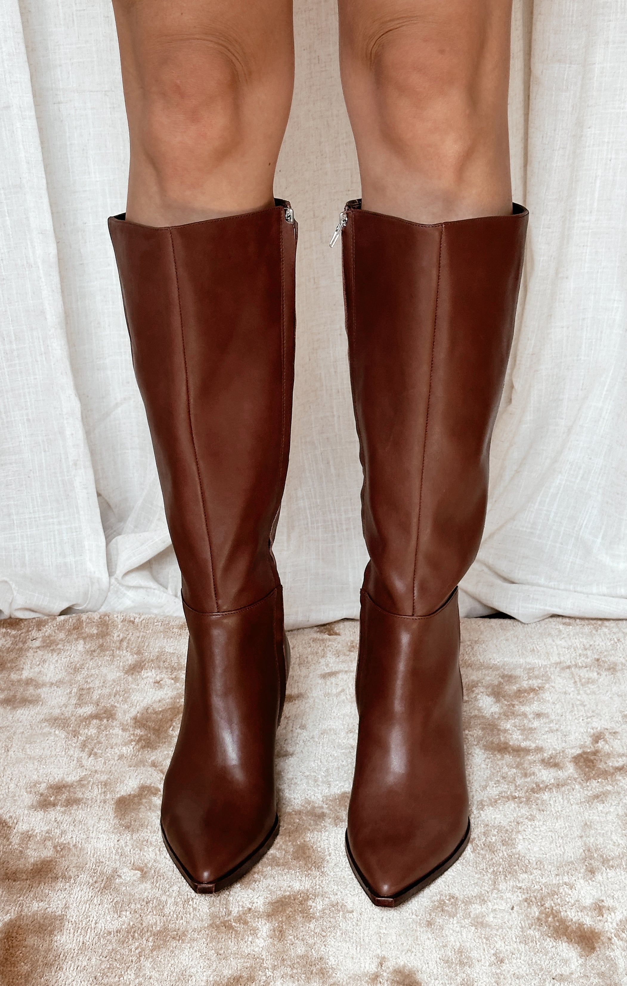Dolce Vita Auggie Knee High Leather Boots in Chocolate
