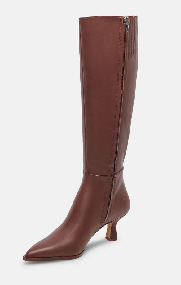 Dolce Vita Auggie Knee High Leather Boots in Chocolate