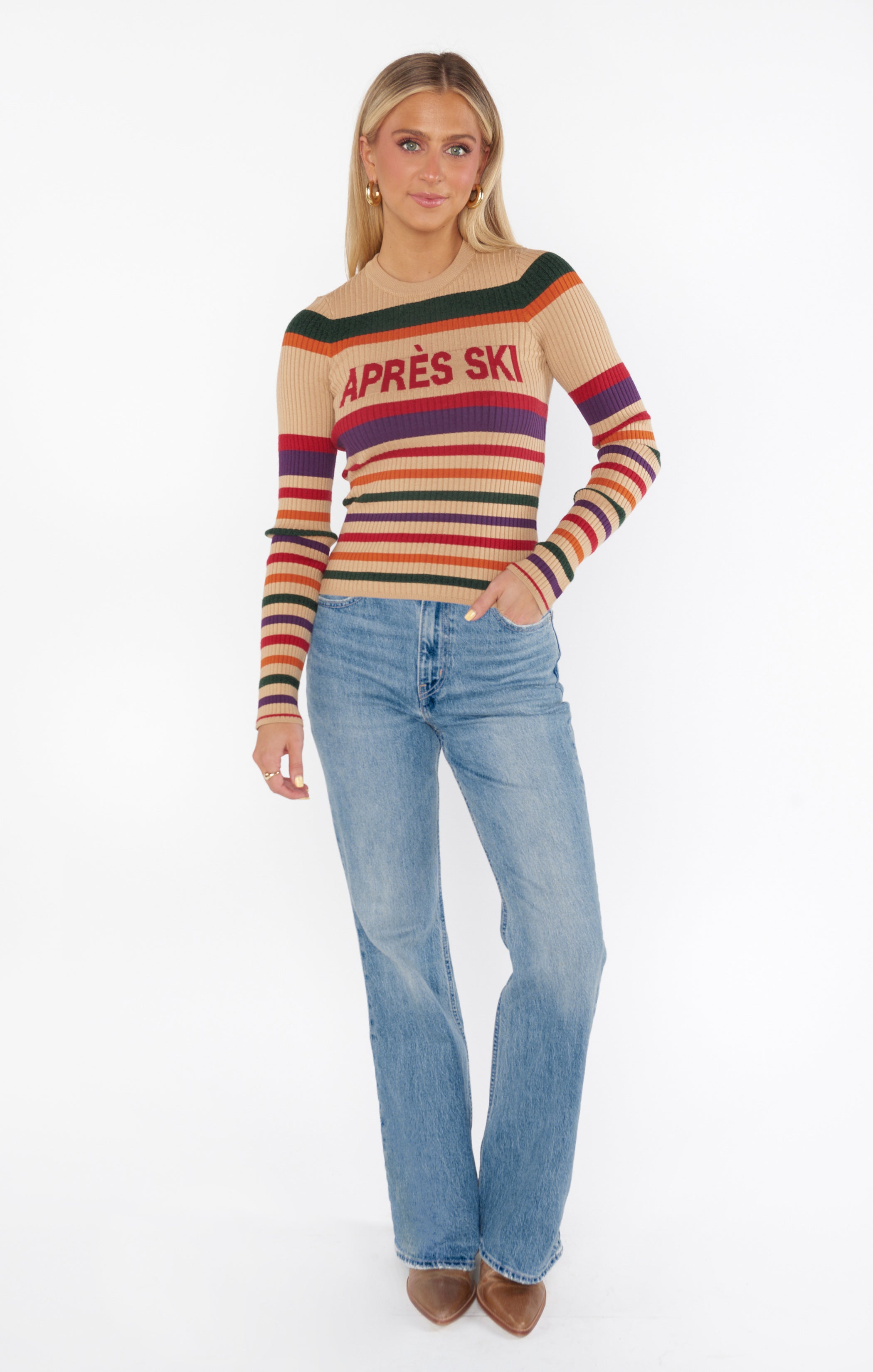 Retro Ski Striped Sweater for Après-Ski & Slopes