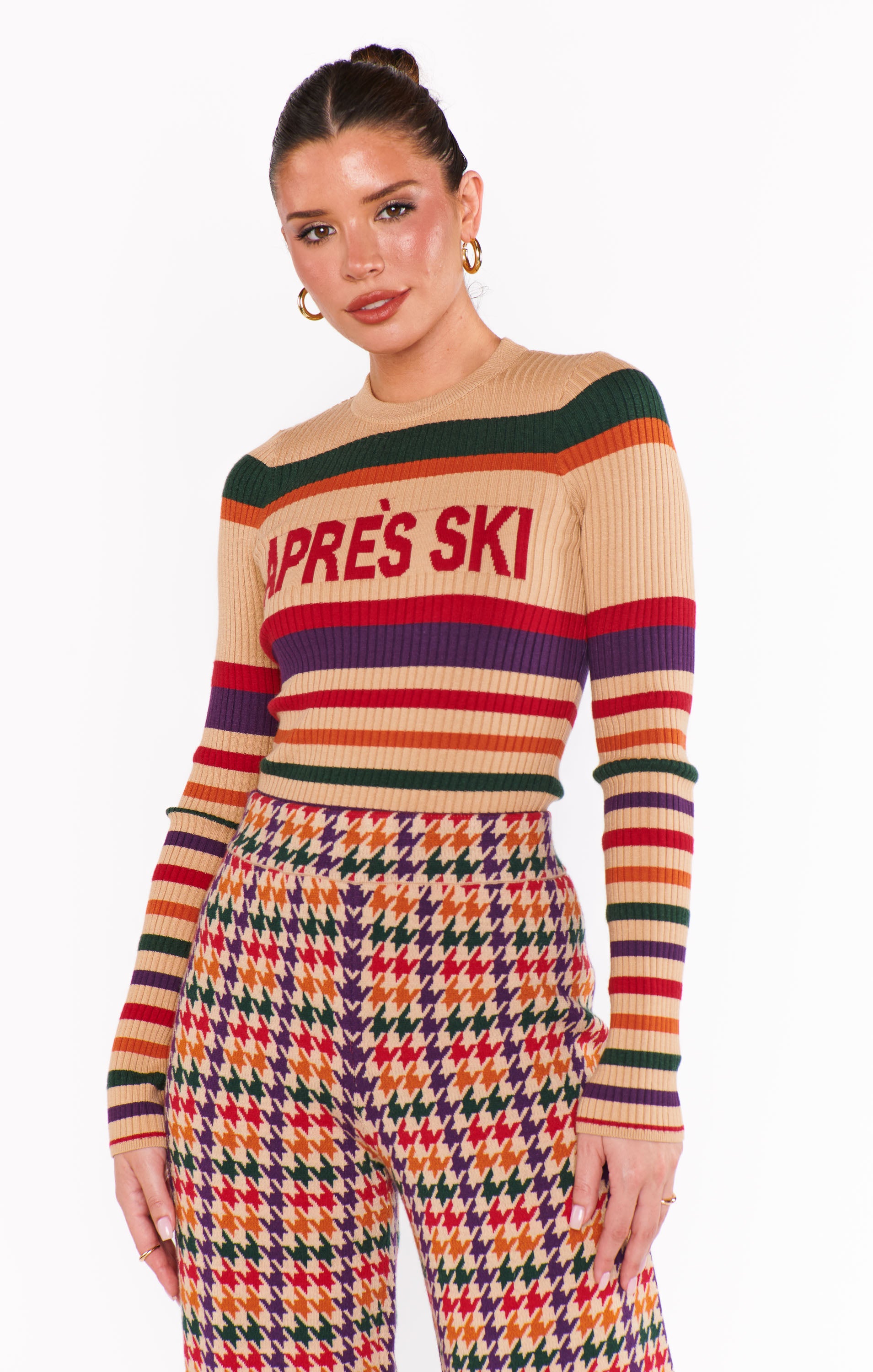 Retro Ski Striped Sweater for Après-Ski & Slopes