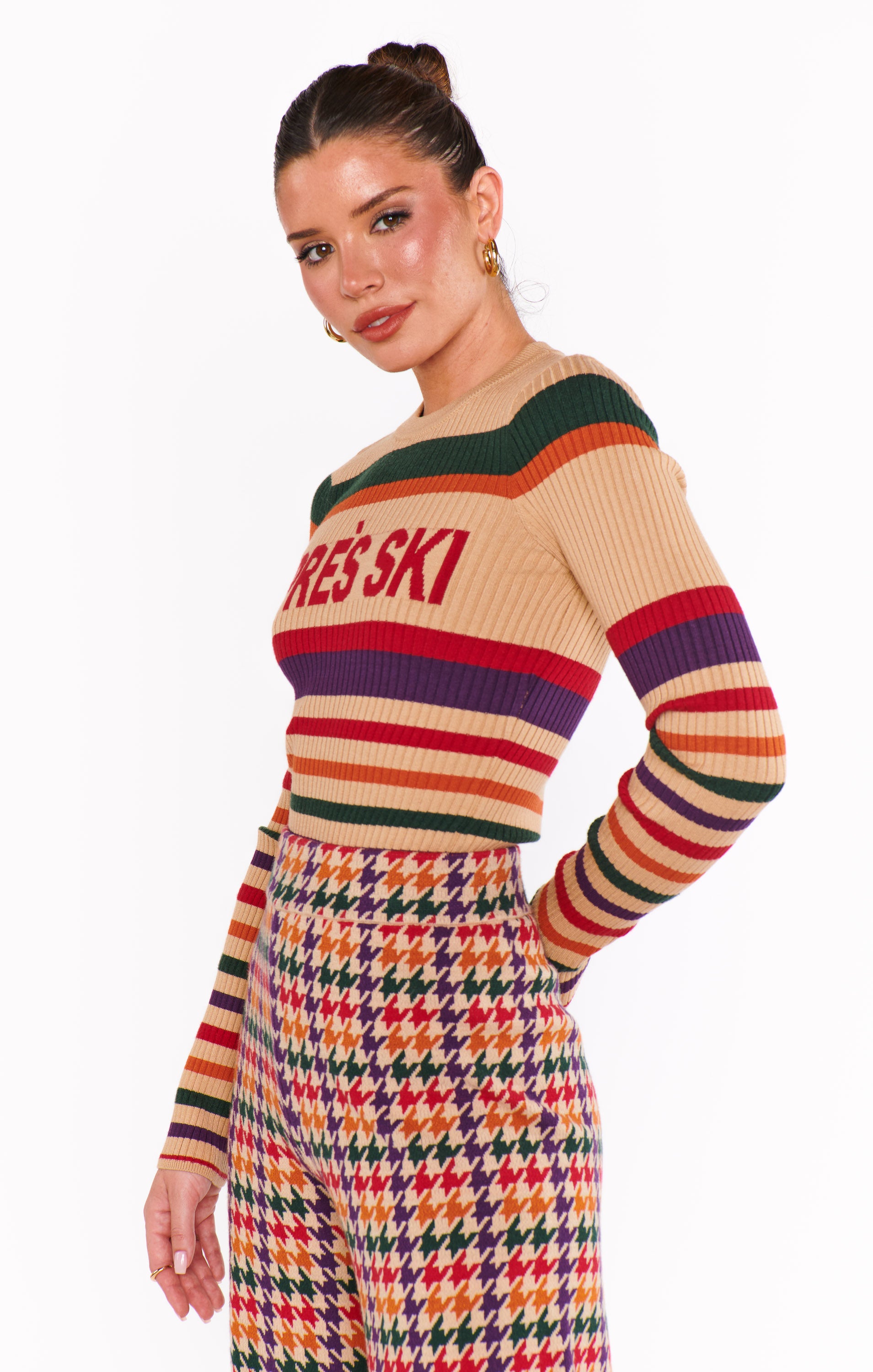 Retro Ski Striped Sweater for Après-Ski & Slopes