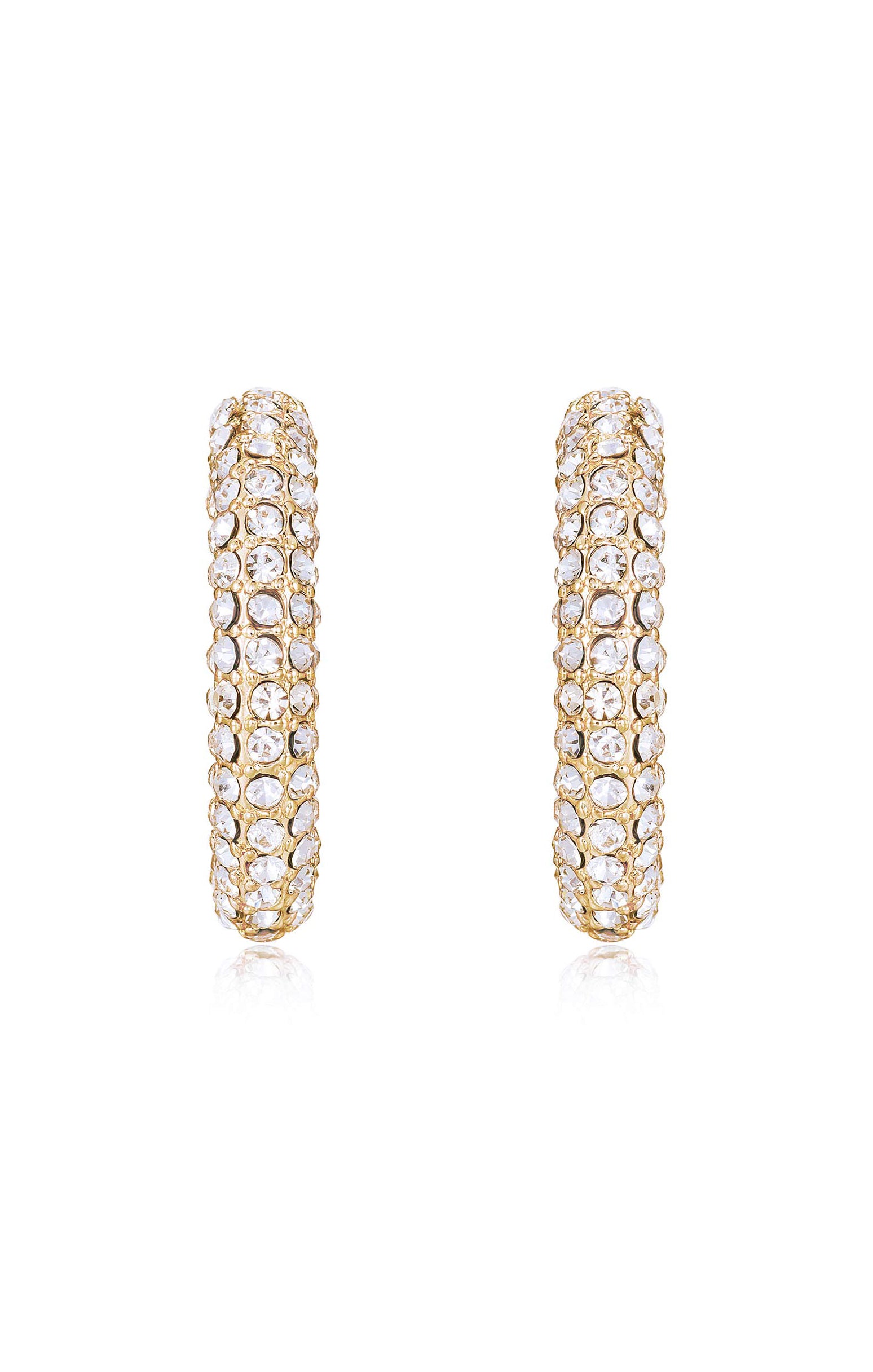 Ettika Gold Crystal Hoop Earrings with Dotted Twist Design