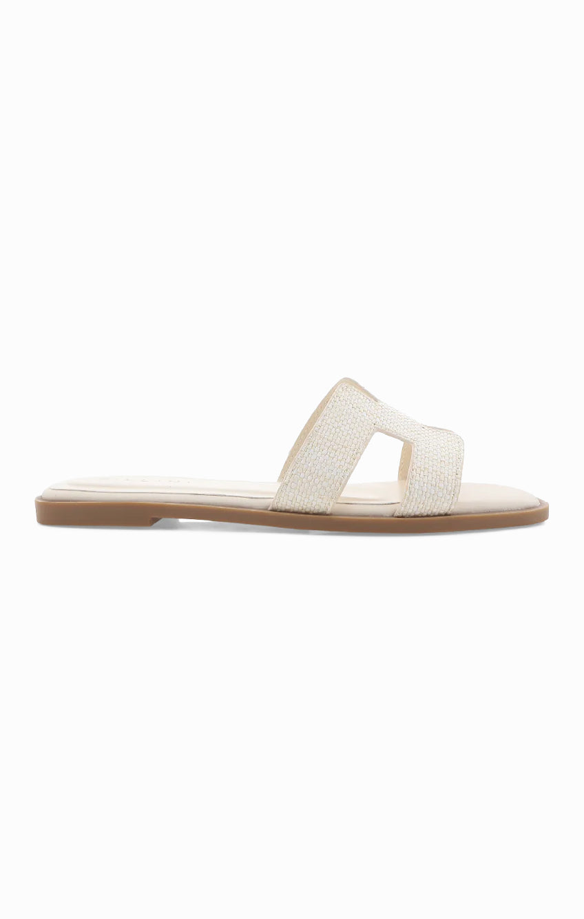 Billini Gordy Cream Raffia Summer Slides for Women