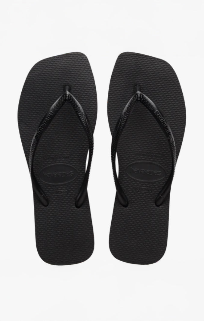 Havaianas Slim Square Toe Flip Flops Black