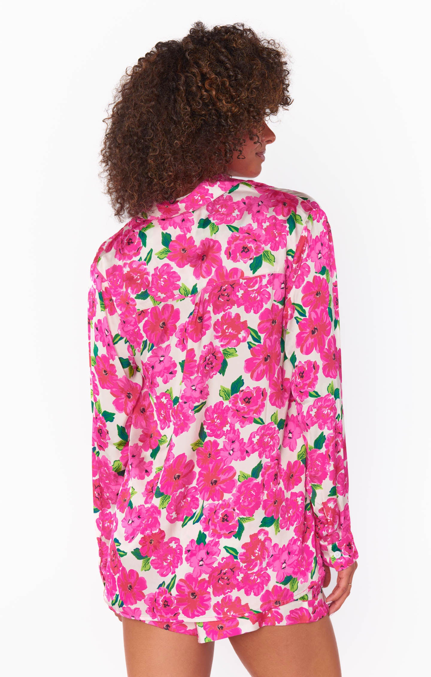 Silky Floral Pajama Set for Women - Pink Soiree Sleepwear