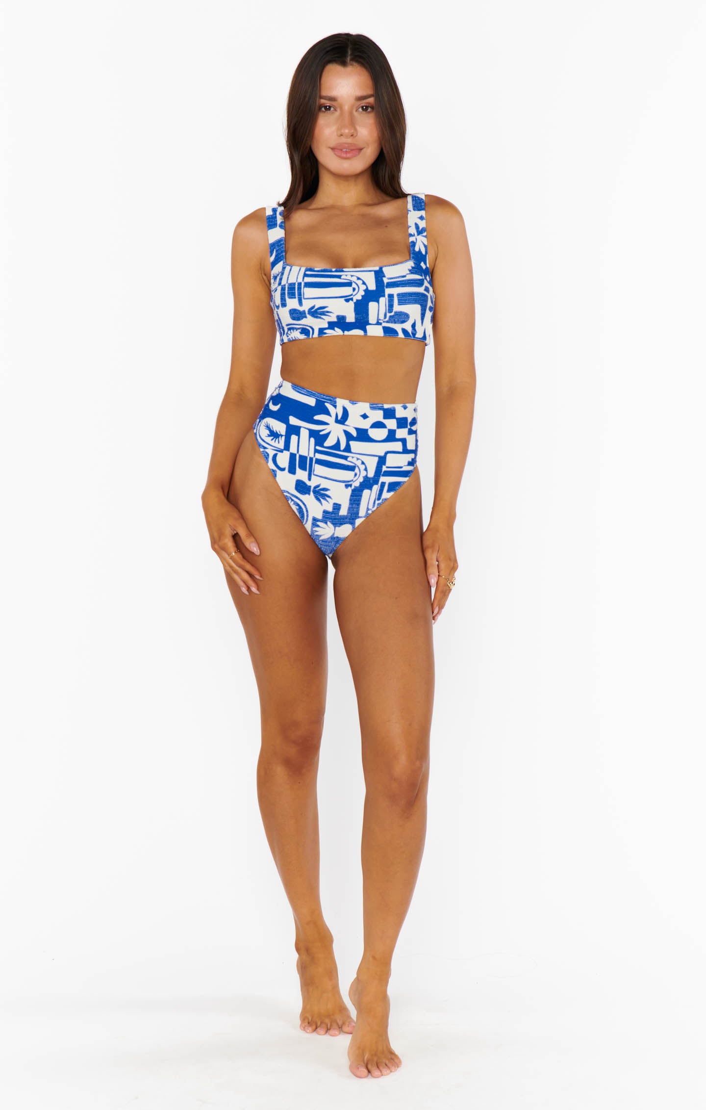High Waisted Santorini Swim Bottom - Full Coverage Bikini
