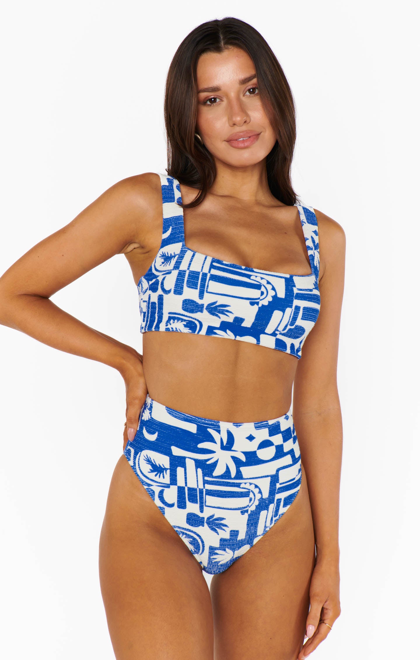 High Waisted Santorini Swim Bottom - Full Coverage Bikini
