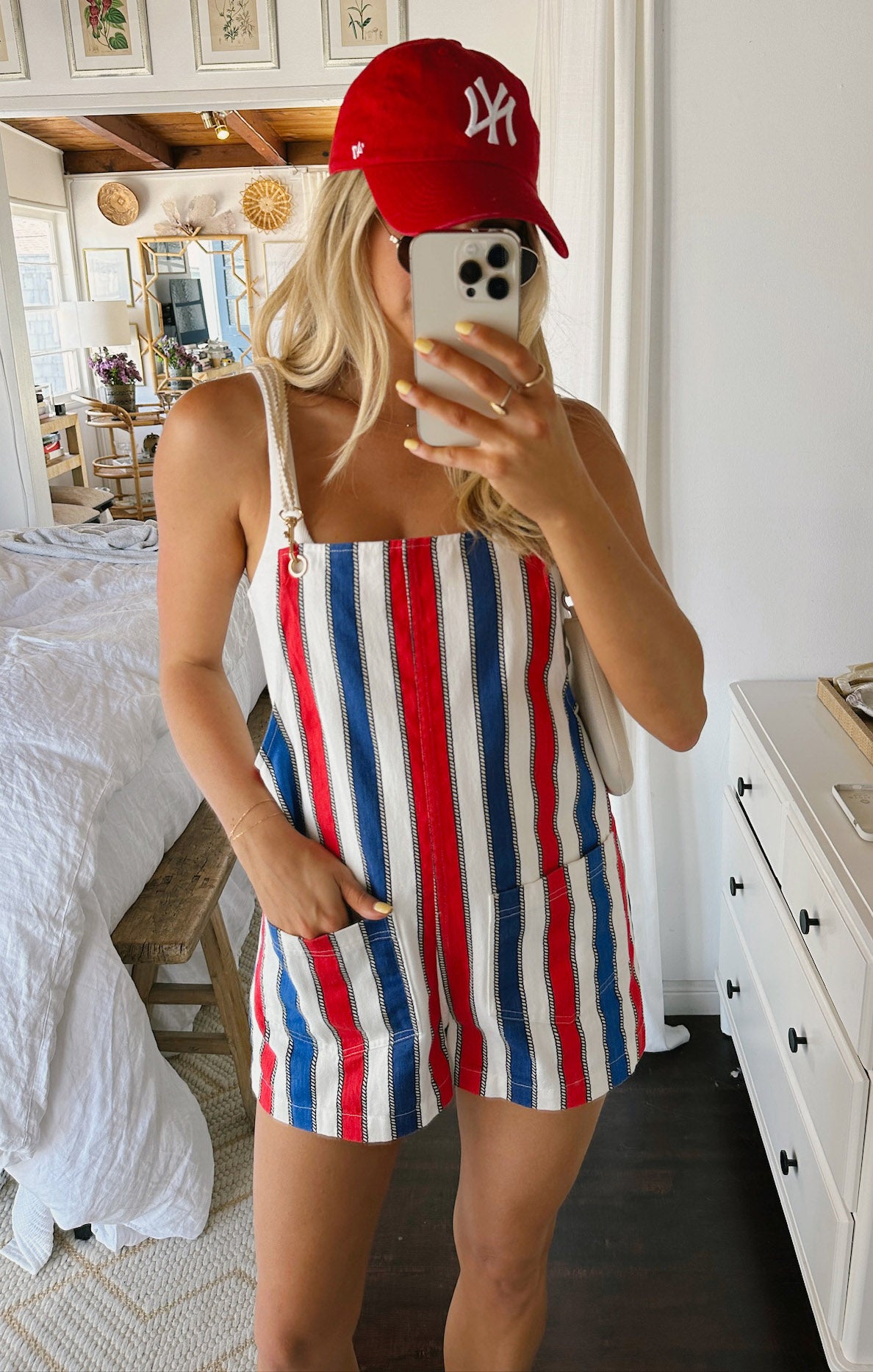 Trude Denim Romper with Yacht Club Stripes | Casual Outfit Essential