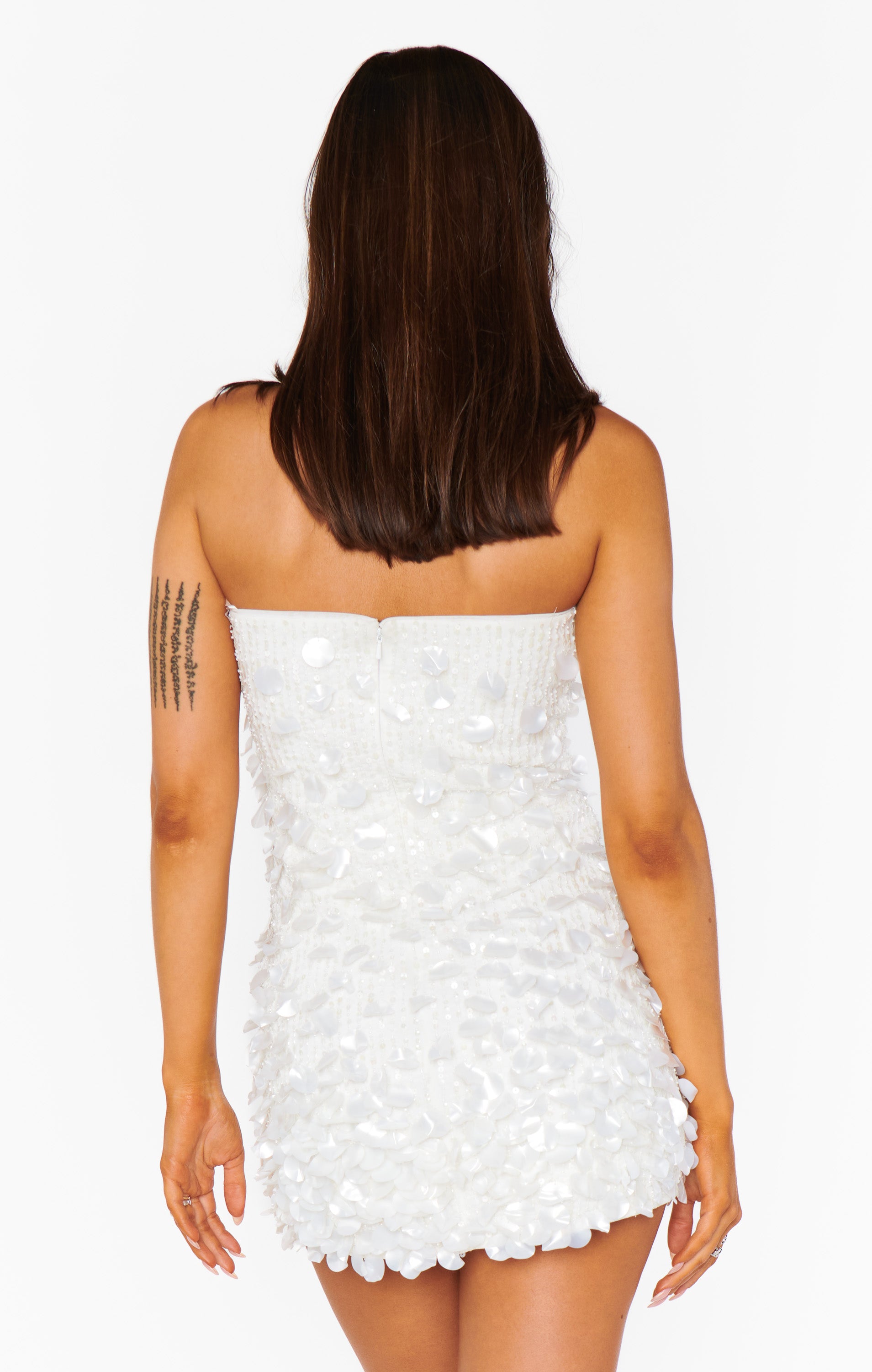Shiny Shell Embellished Mini Tube Dress - Party Ready Strapless