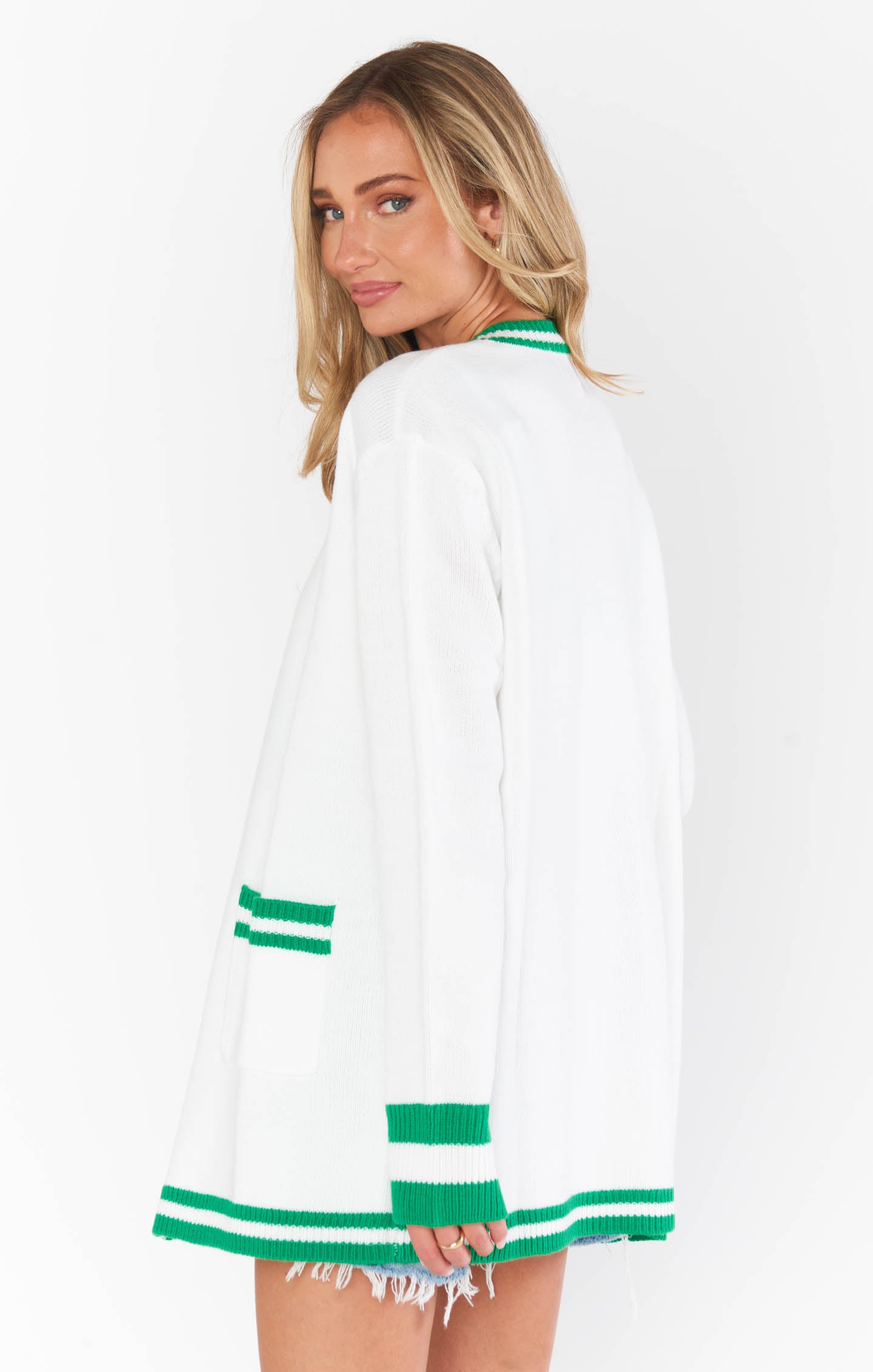 Lambert Green Stripe Knit Cardigan for Women