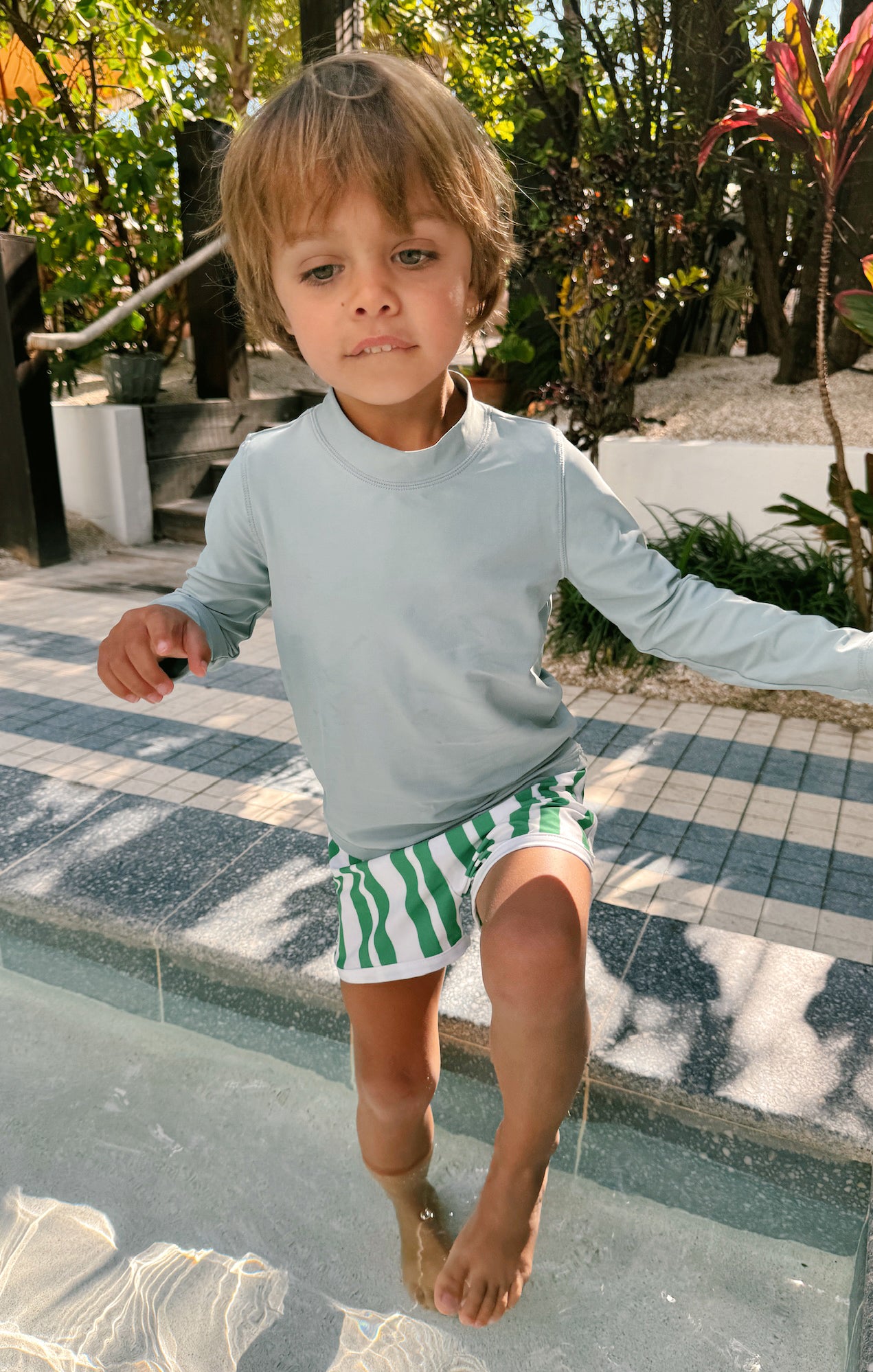 Striped Beach Bum Trunks for Kids - Center Court Style
