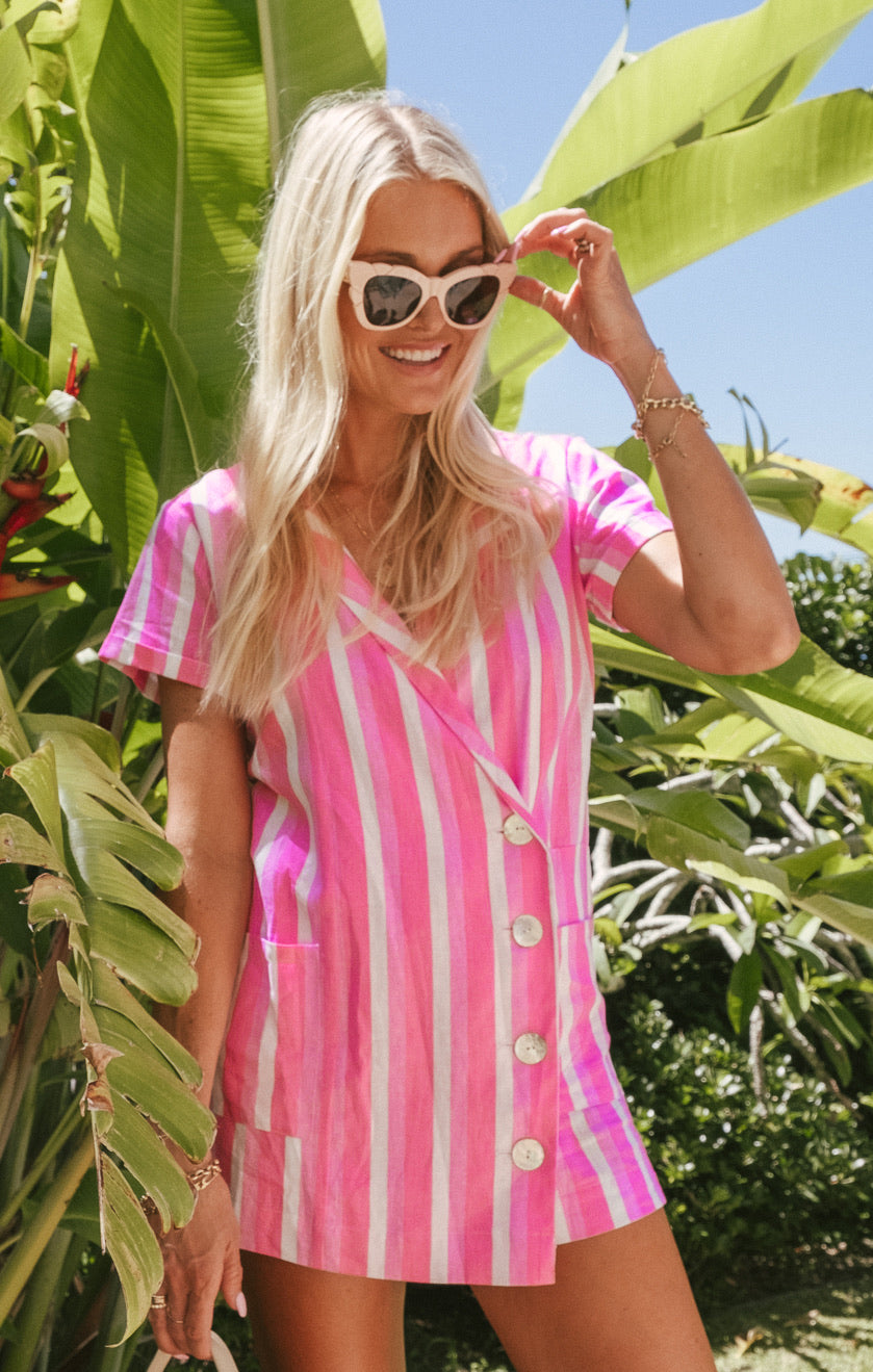 Barbie Dreamhouse Stripe Blazer Romper for Women