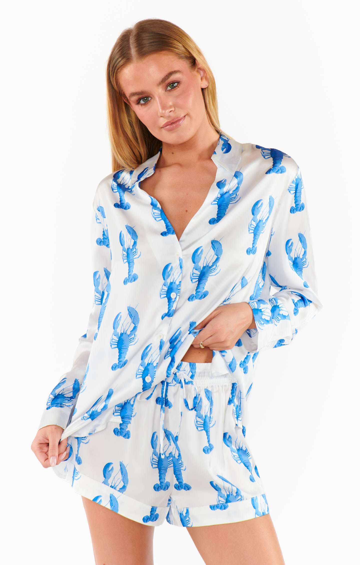 Silky Lobster Print PJ Set - Hamptons Sleepwear