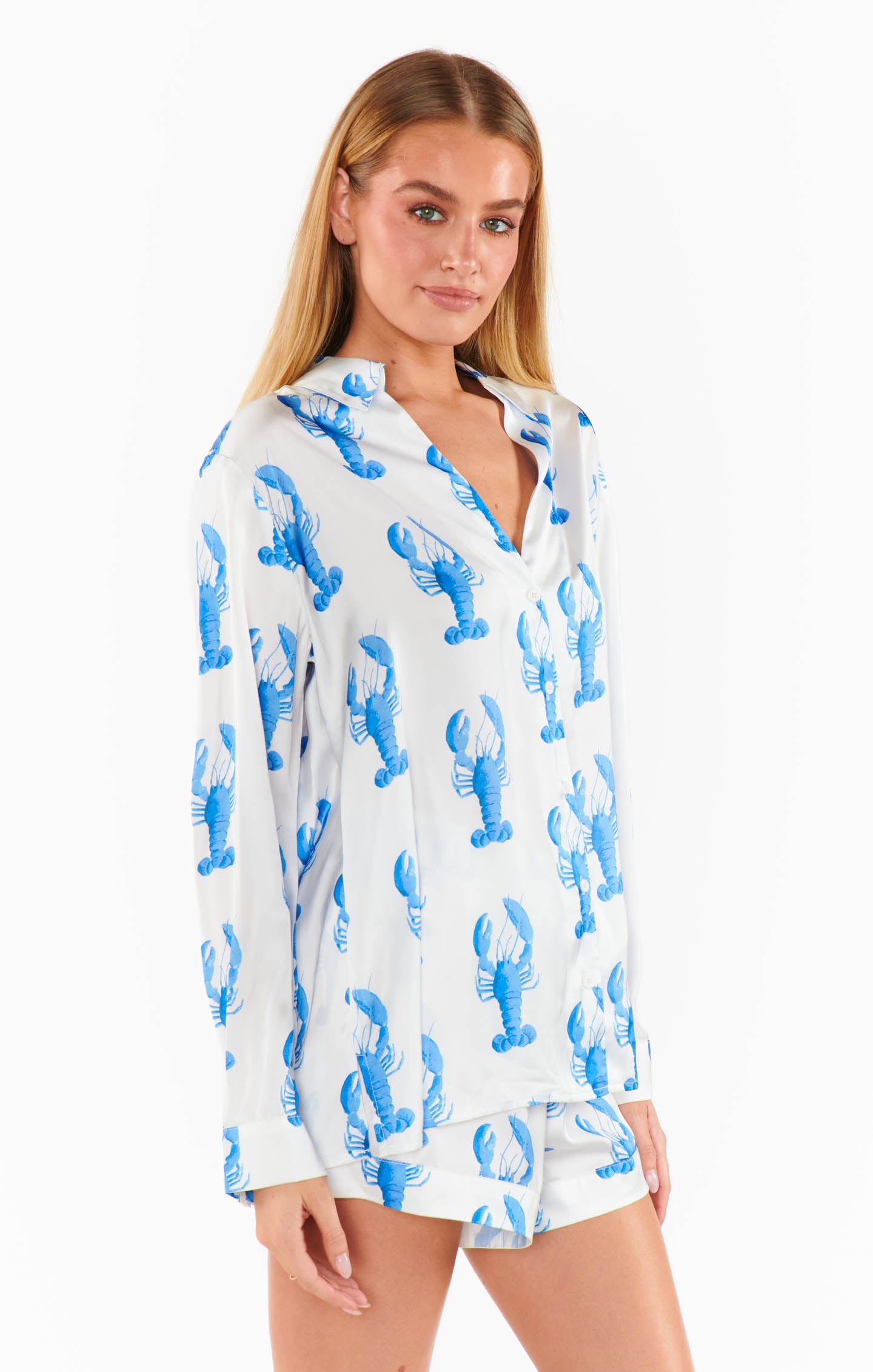 Silky Lobster Print PJ Set - Hamptons Sleepwear