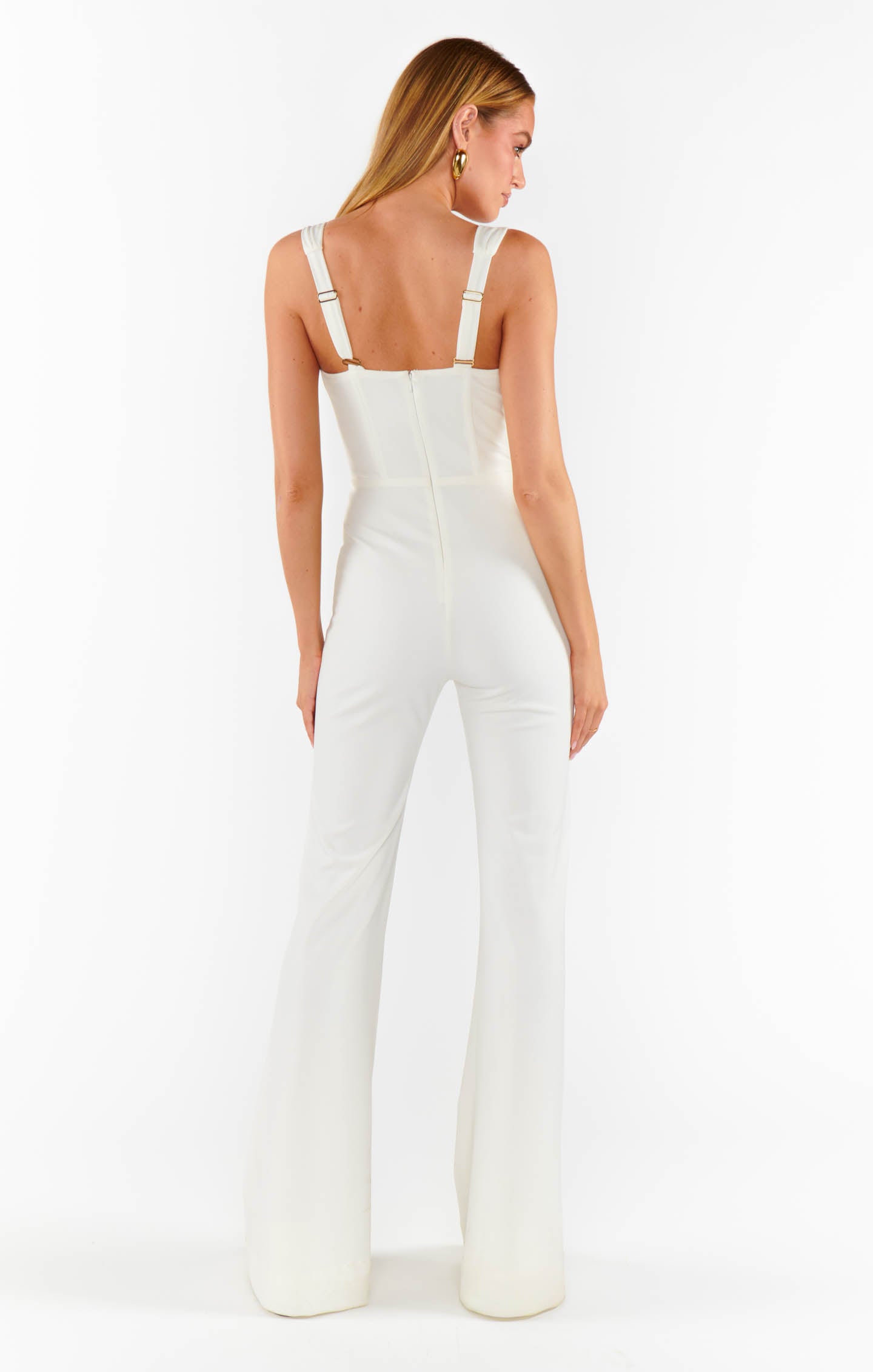 White Stretch Corset Bodice Jumpsuit - Nina