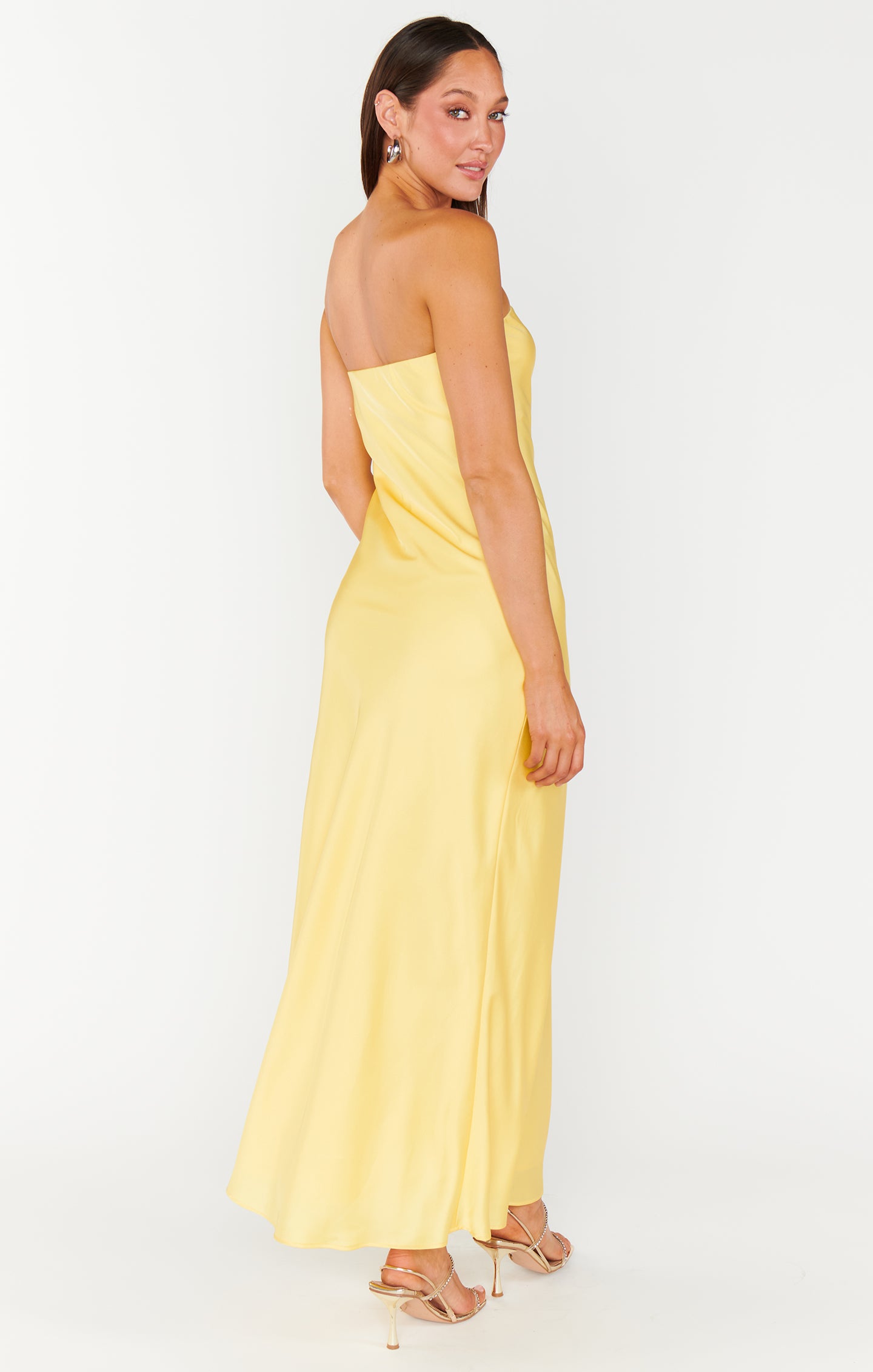 Yellow Satin Strapless Maxi Dress - Taylor Tube Dress for Events